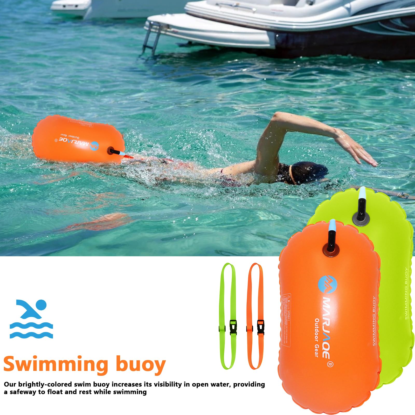 Boa da Nuoto,Galleggiante da Nuoto All'aperto,Galleggiante, Cintura Regolabile in Vita,con Cintura Regolabile in Vita per nuotatori in acque libere, triatleti, Kayaker, snorkeler