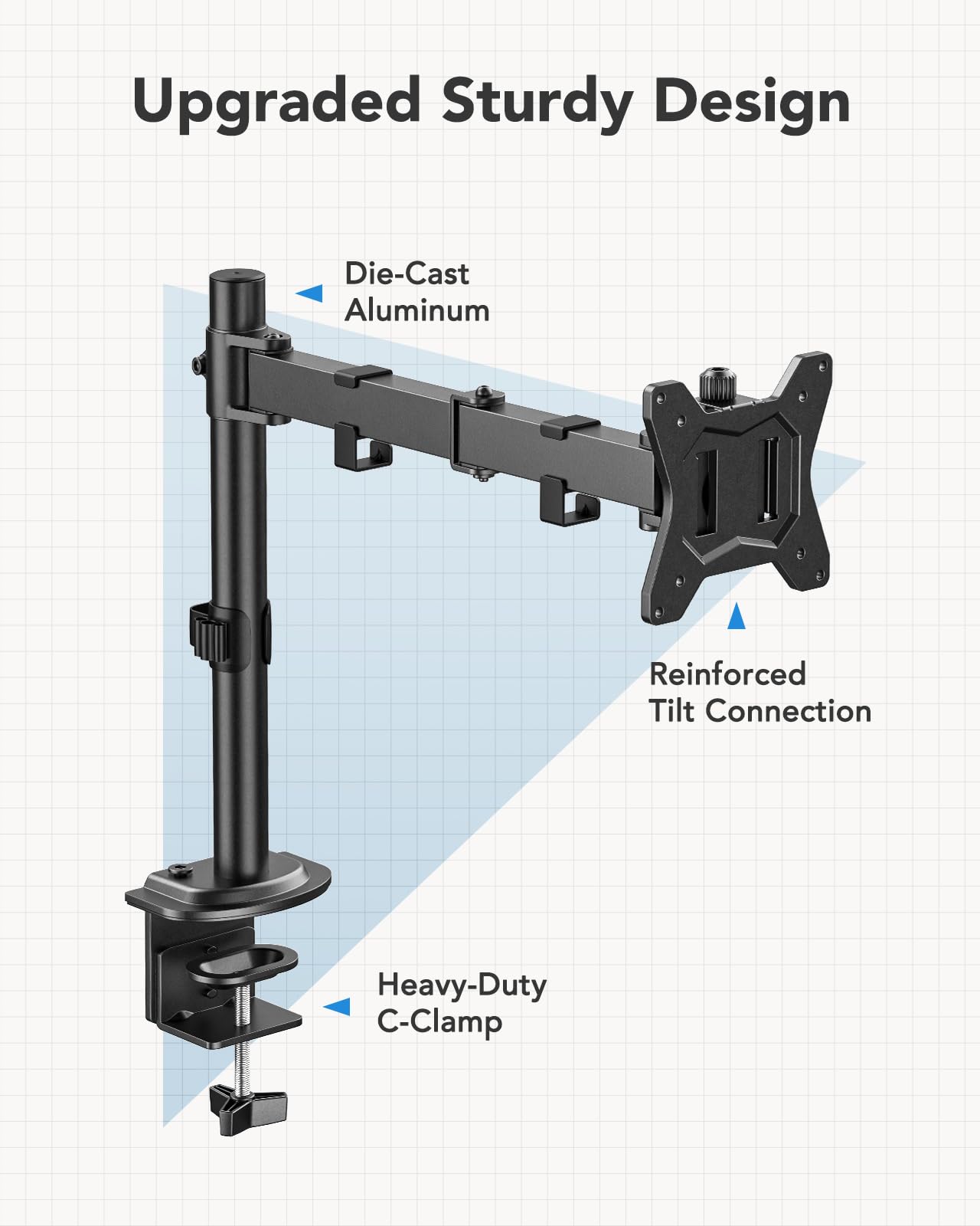 HUANUO Support de Moniteur 13-32 Pouces, Bras Articulé avec Réglage Hauteur, Inclinaison, Pivotement, Rotation, VESA 75/100 mm