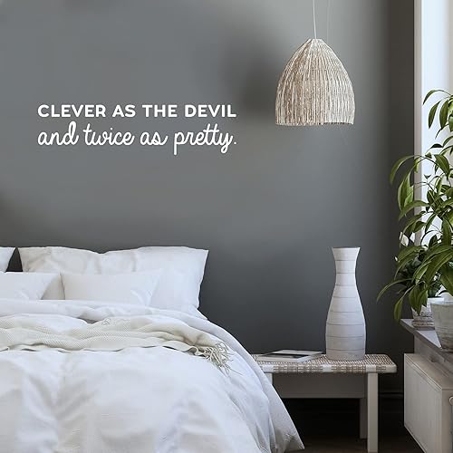 Miniatura 2 de Vinilo adhesivo de pared  Clever As The Devil And Twice As Pretty  8 x 31.5 pulgadas  Moda Sarcástica divertida femenina inspiradora broma pegatina