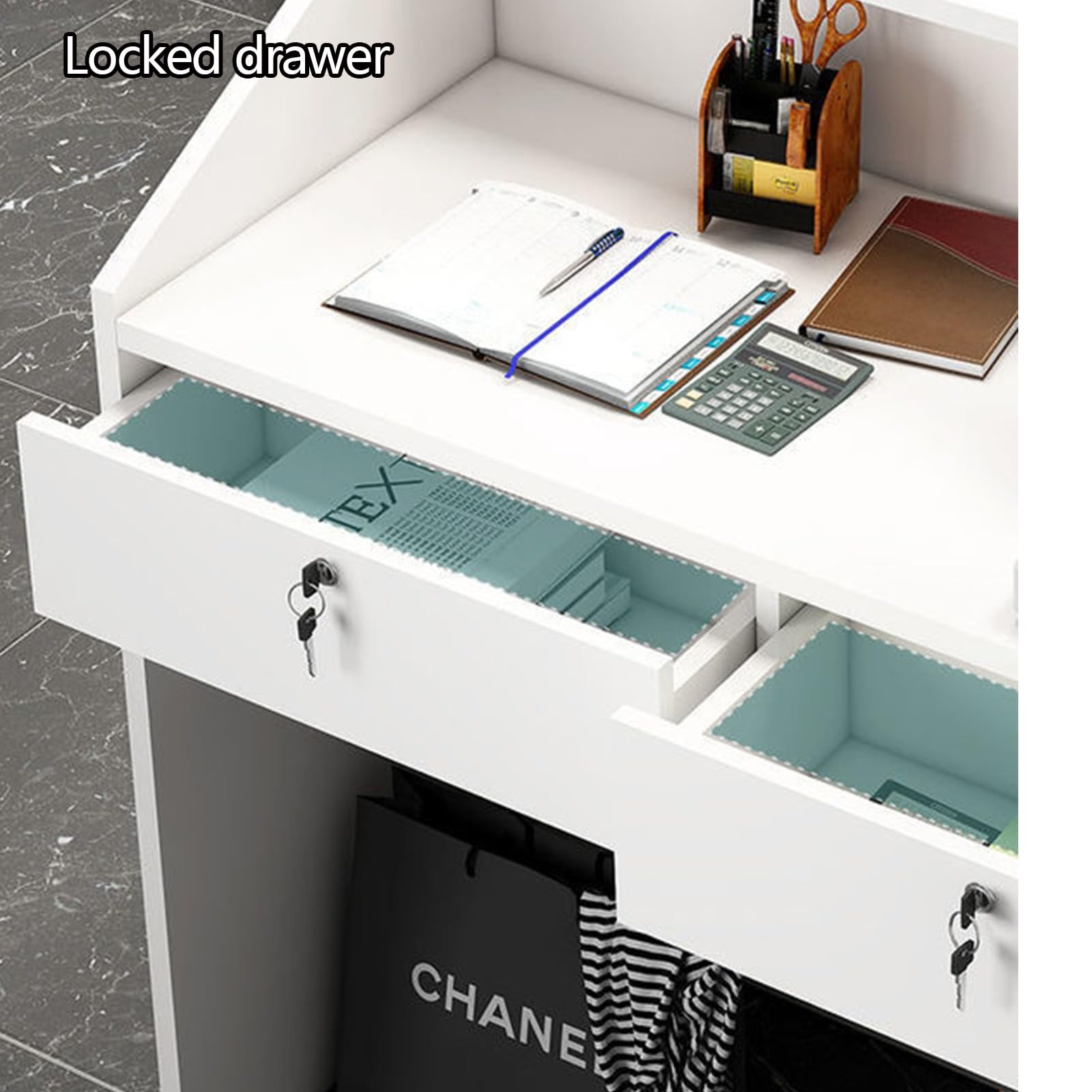 Banco reception moderno con bancone, scrivania multiuso per computer per ufficio domestico, banco reception per cassa e vendita al dettaglio, negozio 60 * 38 * 92cm