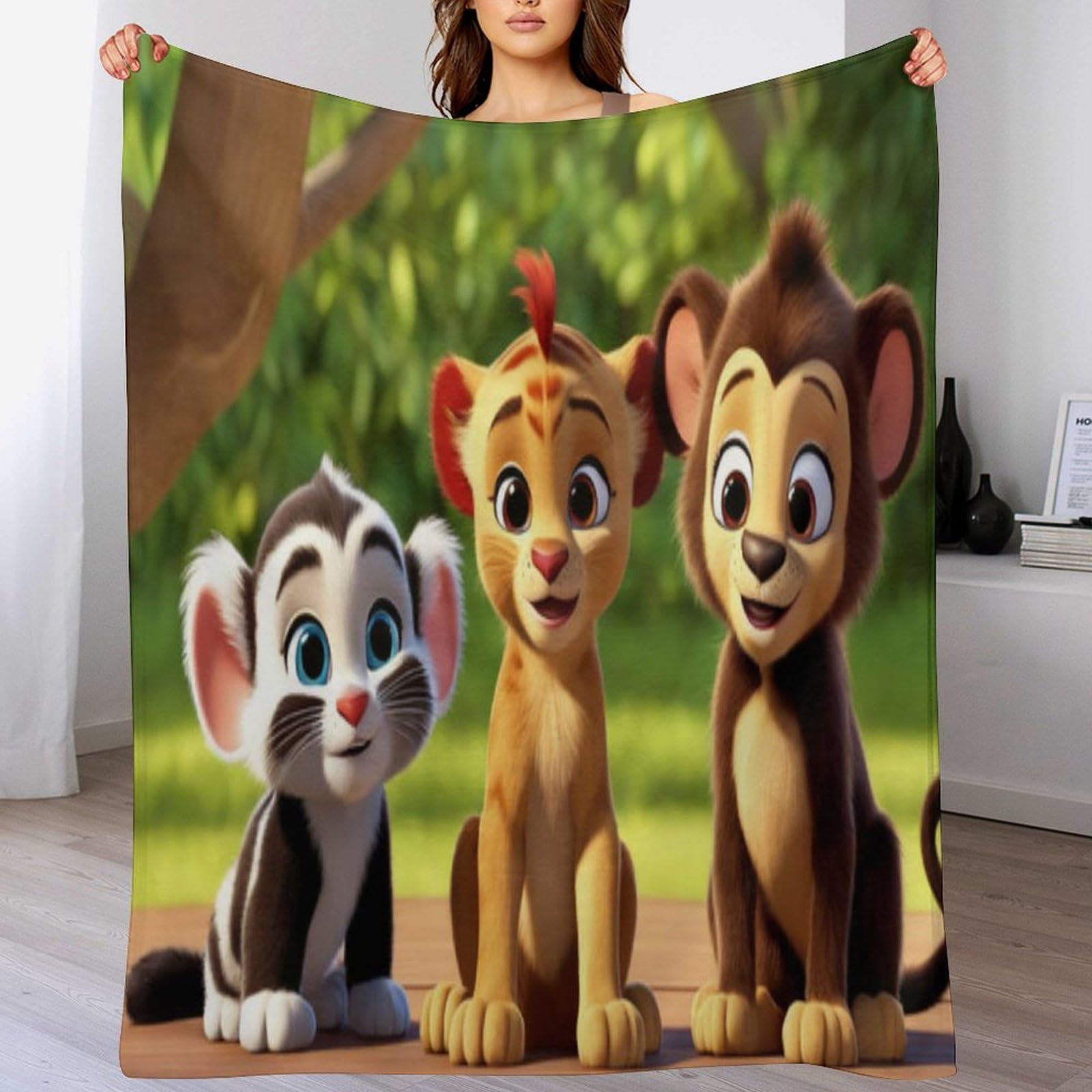 Couverture lion douce en flanelle pour des moments chaleureux en famille