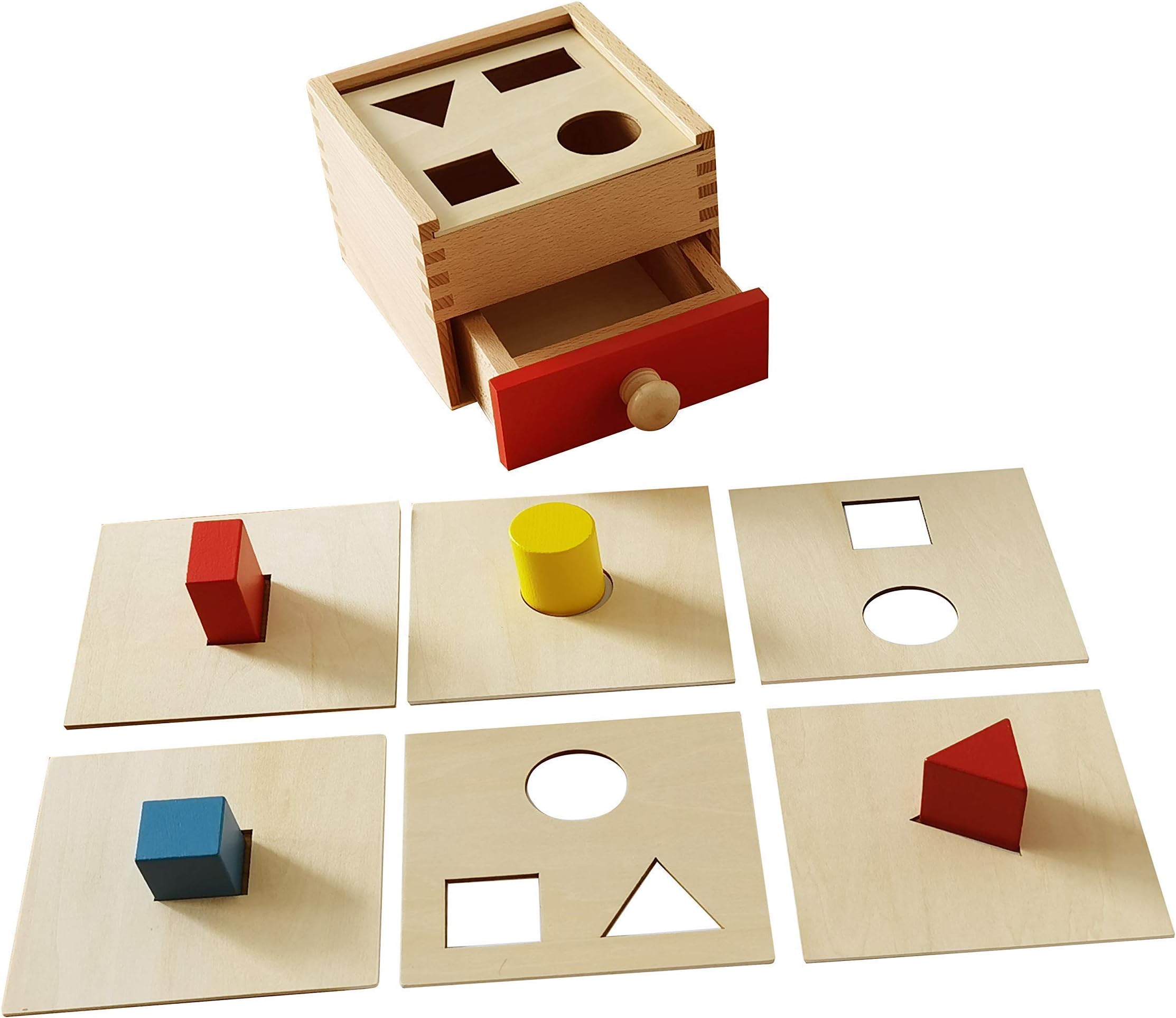 Springbird Montessori Multiple Shapes Permanence Object Box with Drawer - 11 Pieces - Age 1 Year - 5 Years