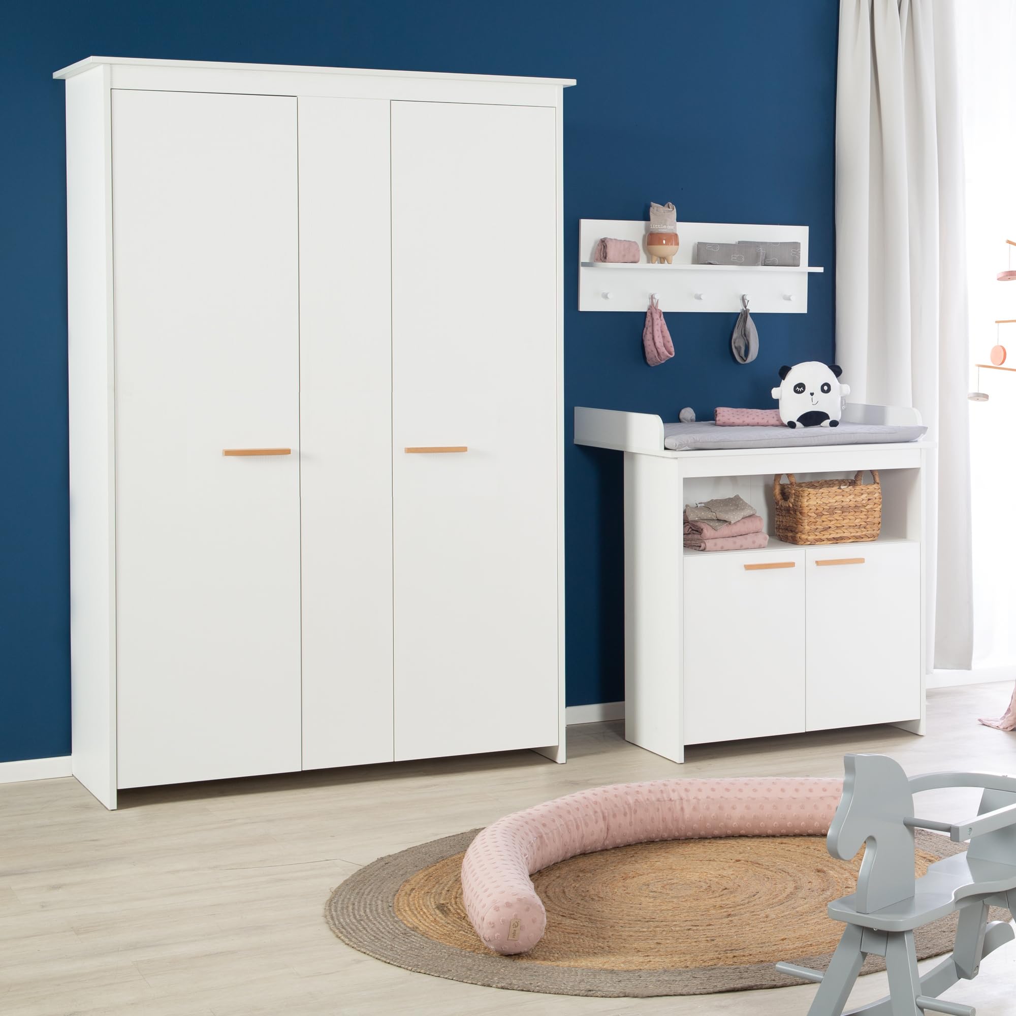 roba Wickelkommode 'Anton' in Weiß, inkl. Wickelansatz, Wickeltisch mit 2 Türen & 1 Fach, Wickelhöhe 90 cm