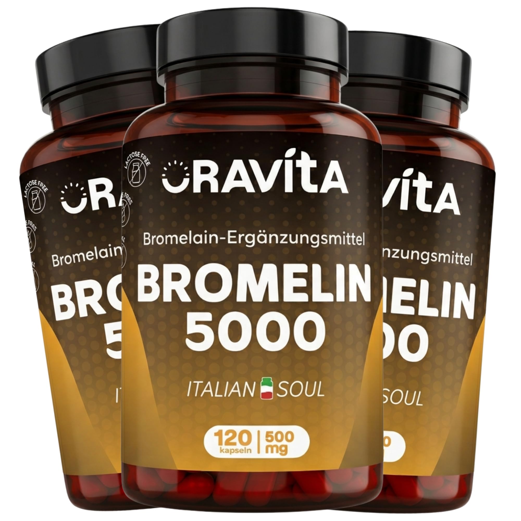Oavita Bromelain 5000 GDU + 2500 GDU Hochdosiert | 360 Kapseln (6 Monate) | Ananas Enzym Magensaftresistente Kapseln | Vegan Tabletten | Made in Italy