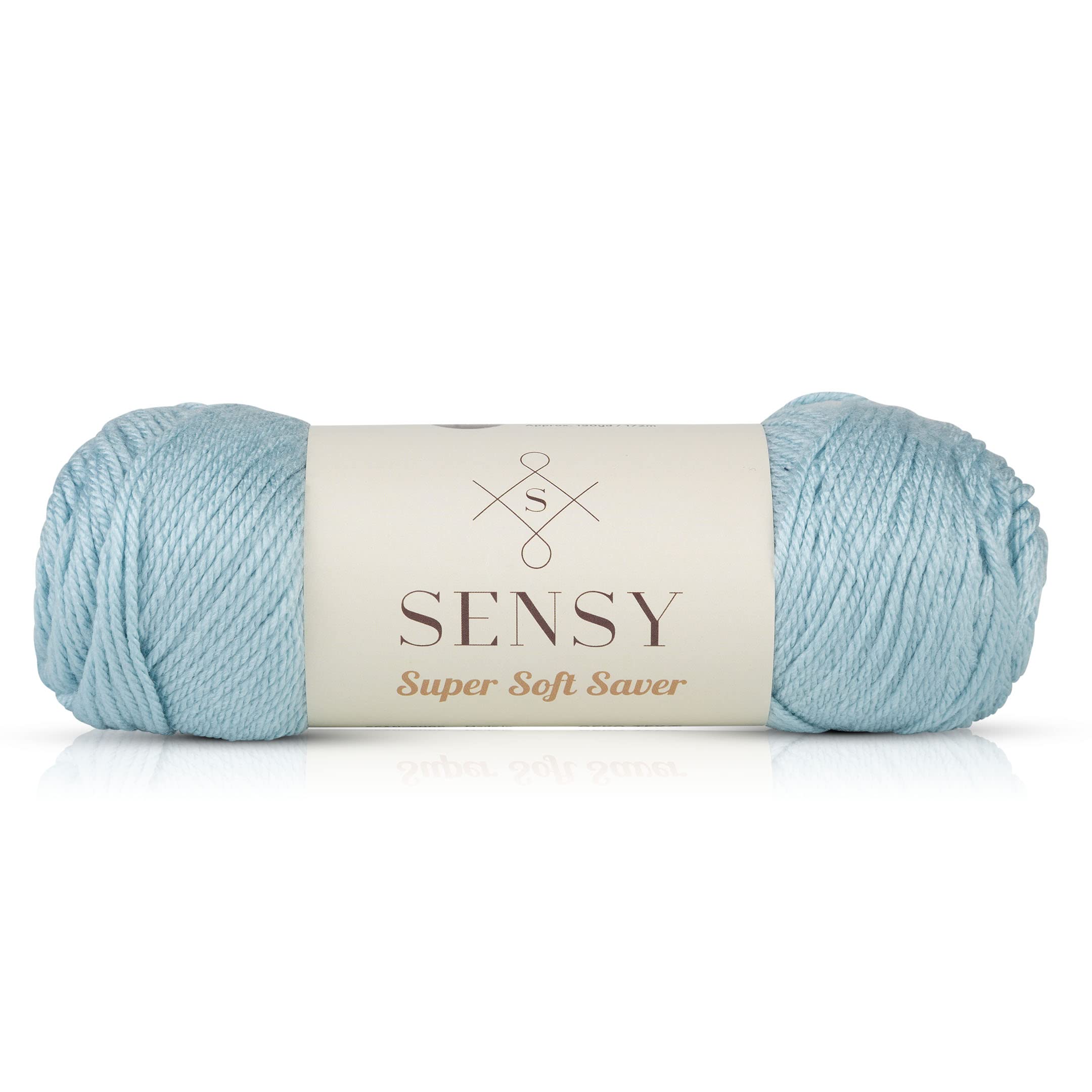 Sensy Super Soft Saver Yarn, 3.5 oz, 190 Yards, Gauge 4 Medium (Light Blue)