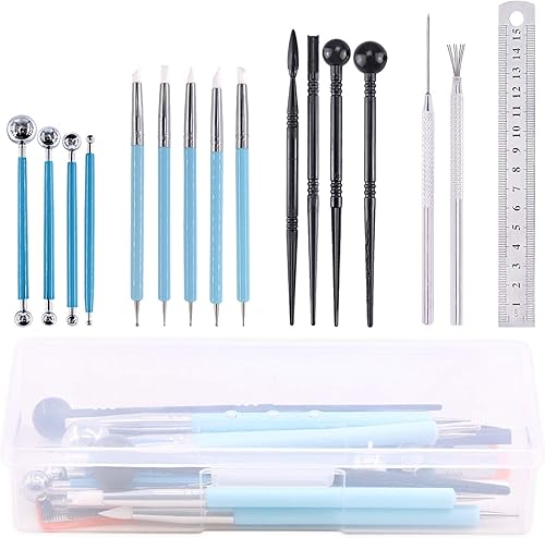 Rustark 16 herramientas de arcilla polimérica, herramientas profesionales de escultura, herramientas de detalle de cerámica con bolígrafo de punta