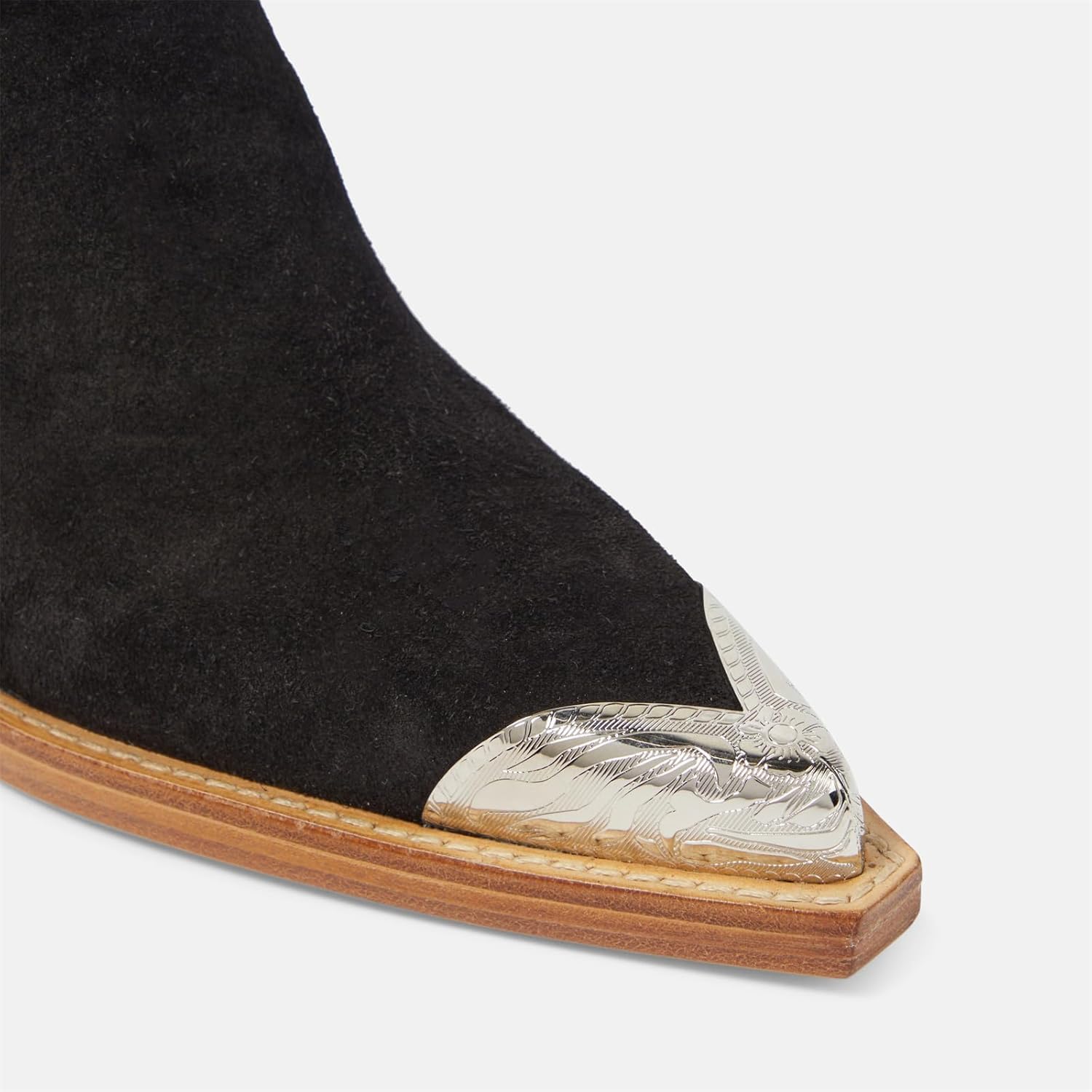 Goolita Suede Western Cowboy Boots For Women Metal Pointed Toe Stacked Block Heel Cowgirl Ankle Boots Vintage Slip On Short Booties - Image 5