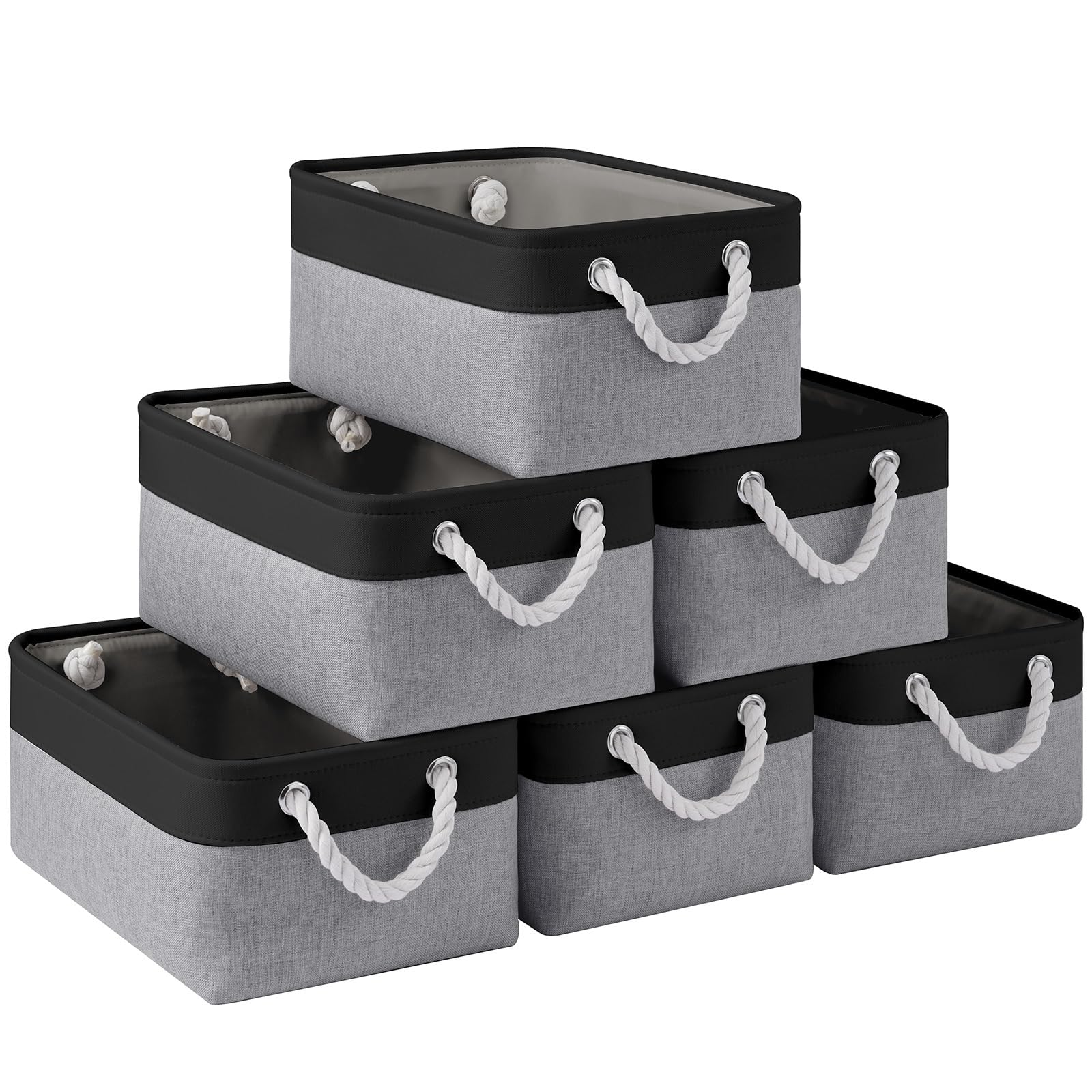 Photo 1 of VQRTEXA 13.8x9.8x6.7 Inch Fabric Small Storage Bins with Handles 6 Pack