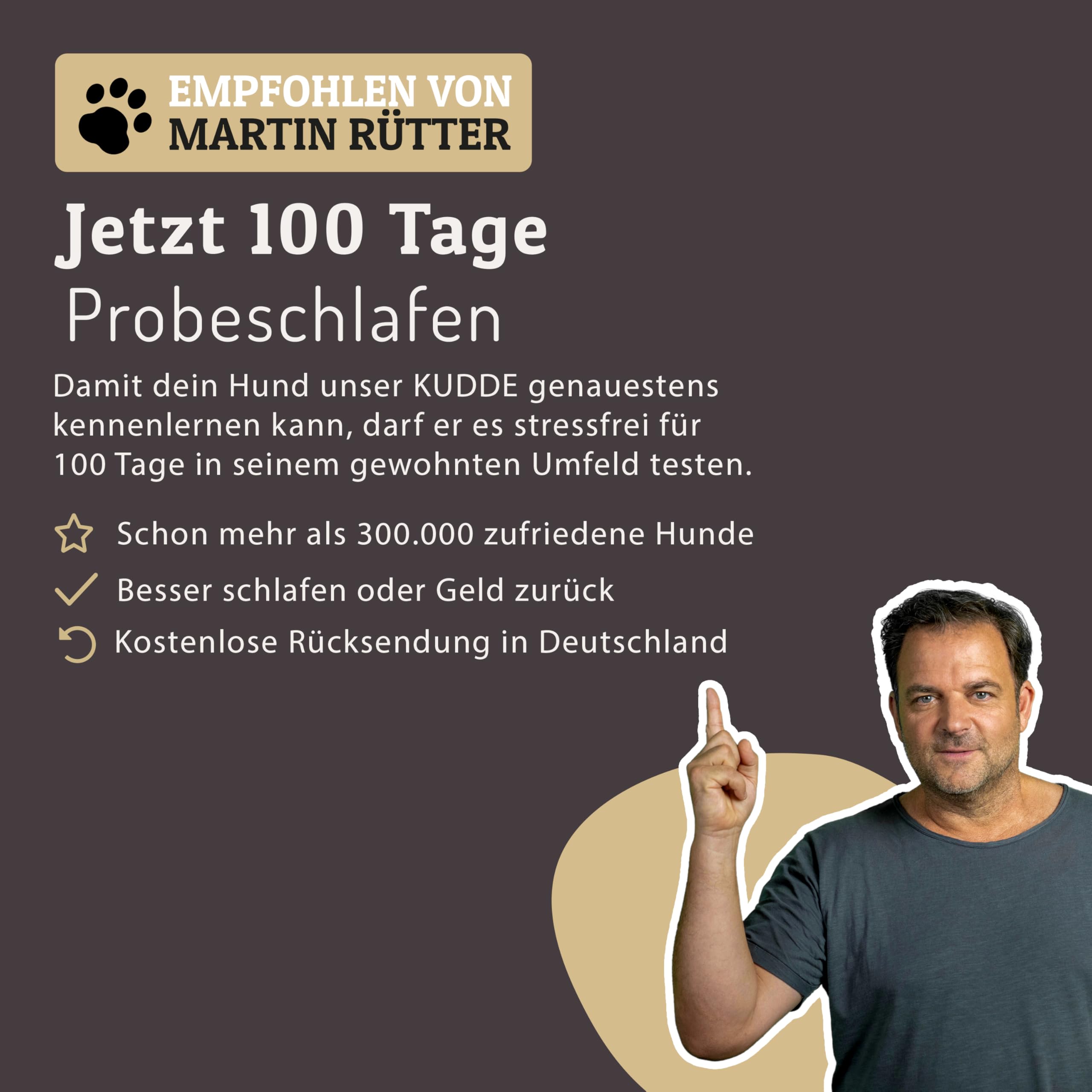 SABRO KUDDE Orthopädisches Hundebett – Martin Rütter – Hochwertiges Kunstleder – Waschbar & Wasserabweisend – Ergonomisch – Premium Haustierzubehör für Mittelgrosse, Grosse Hunde in Beige