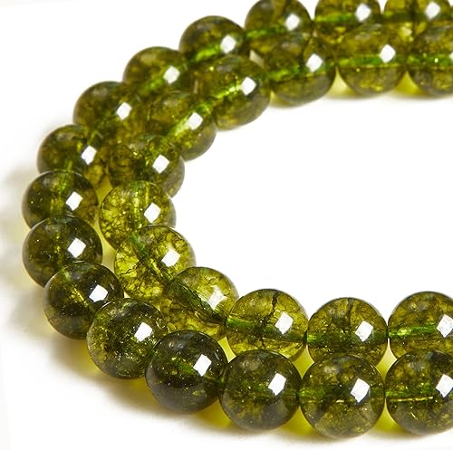 100 cuentas de peridoto de 0.315 pulgadas (0.315 in) cuentas de piedras preciosas naturales redondas sueltas para manualidades y fabricación de joyas