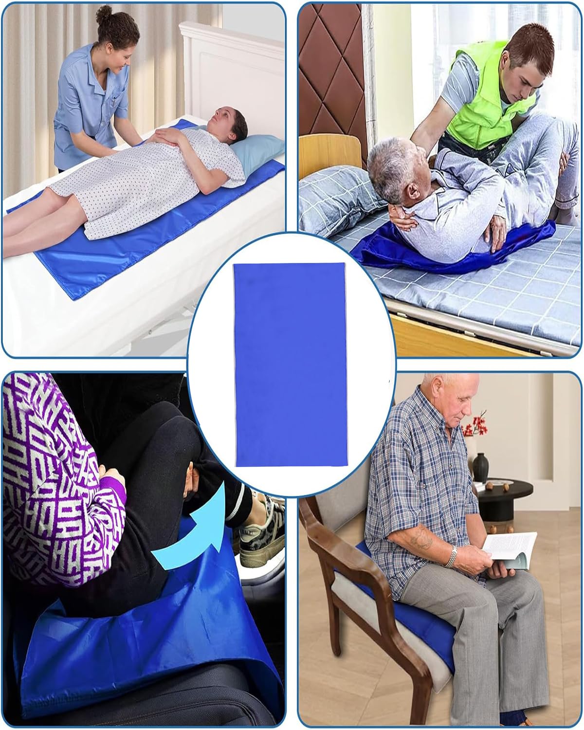 Slide sheets to transfer patients to bed, tubular slide sheets for patient transfer, sheet draw sheet for cars, vehicles, wheelchairs, wheelchair and bed transfer turning, repairing, sliding, blue, 75 cm x 95 cm Slide sheets to transfer patients to bed, tubular slide sheets for patient transfer, sheet draw sheet for cars, vehicles, wheelchairs, wheelchair and bed transfer turning, repairing, sliding, blue, 75 cm x 95 cm