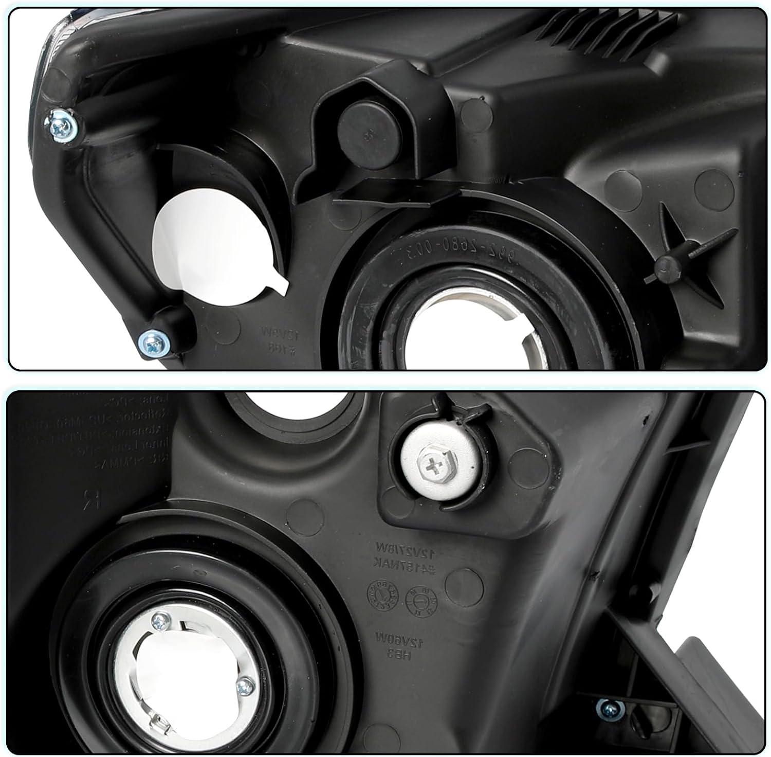 TUSDAR Headlight Assembly Replacement for 2007 2008 2009 2010 2011 2012 2013 Tundra / 2008-2017 Sequoia Driver and Passenger Side Amber Reflector with Smoke Lens with Bulbs