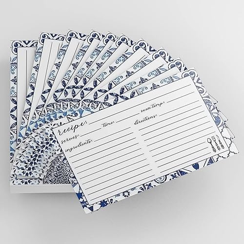 Miniatura 2 de Tarjetas de recetas de 4 x 6 pulgadas, de doble cara, gruesa, gran regalo para aficionados o chefs experimentados (paquete de 50) (azul)