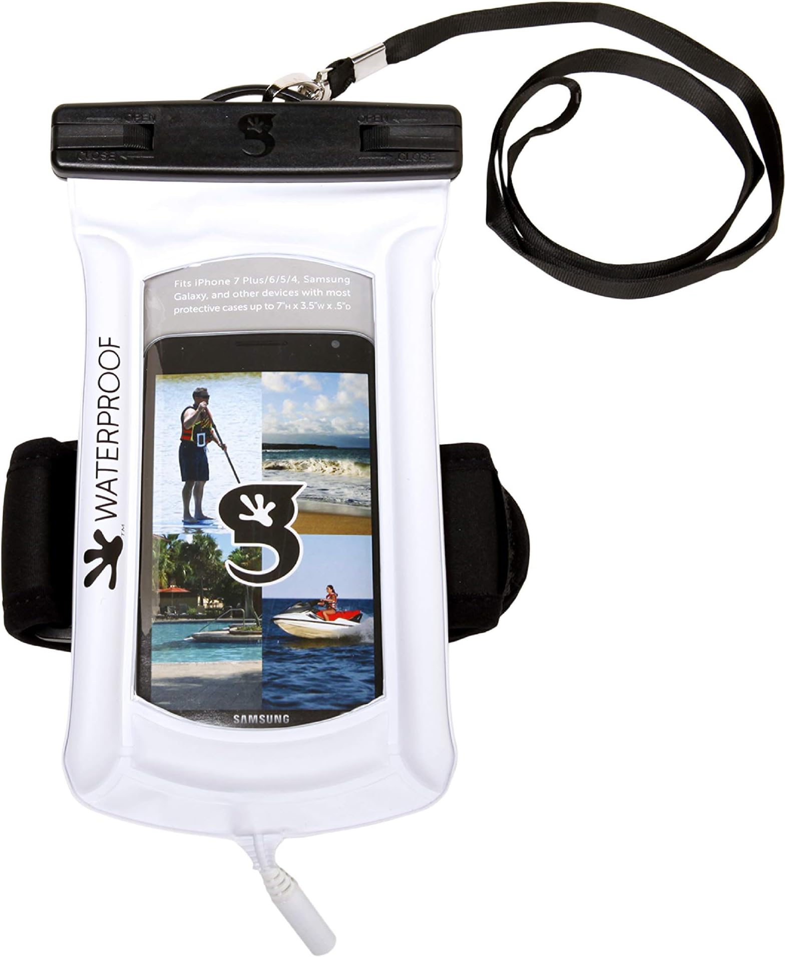 Float Phone Dry Bag with Arm Band & Audio Port - Waterproof & Floating Phone Pouch – Fits Most iPhone and Samsung Galaxy Models
