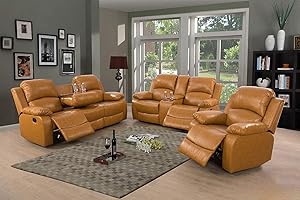 Inviting Faux Leather Reclining Living Room Set for Enhanced Comfort