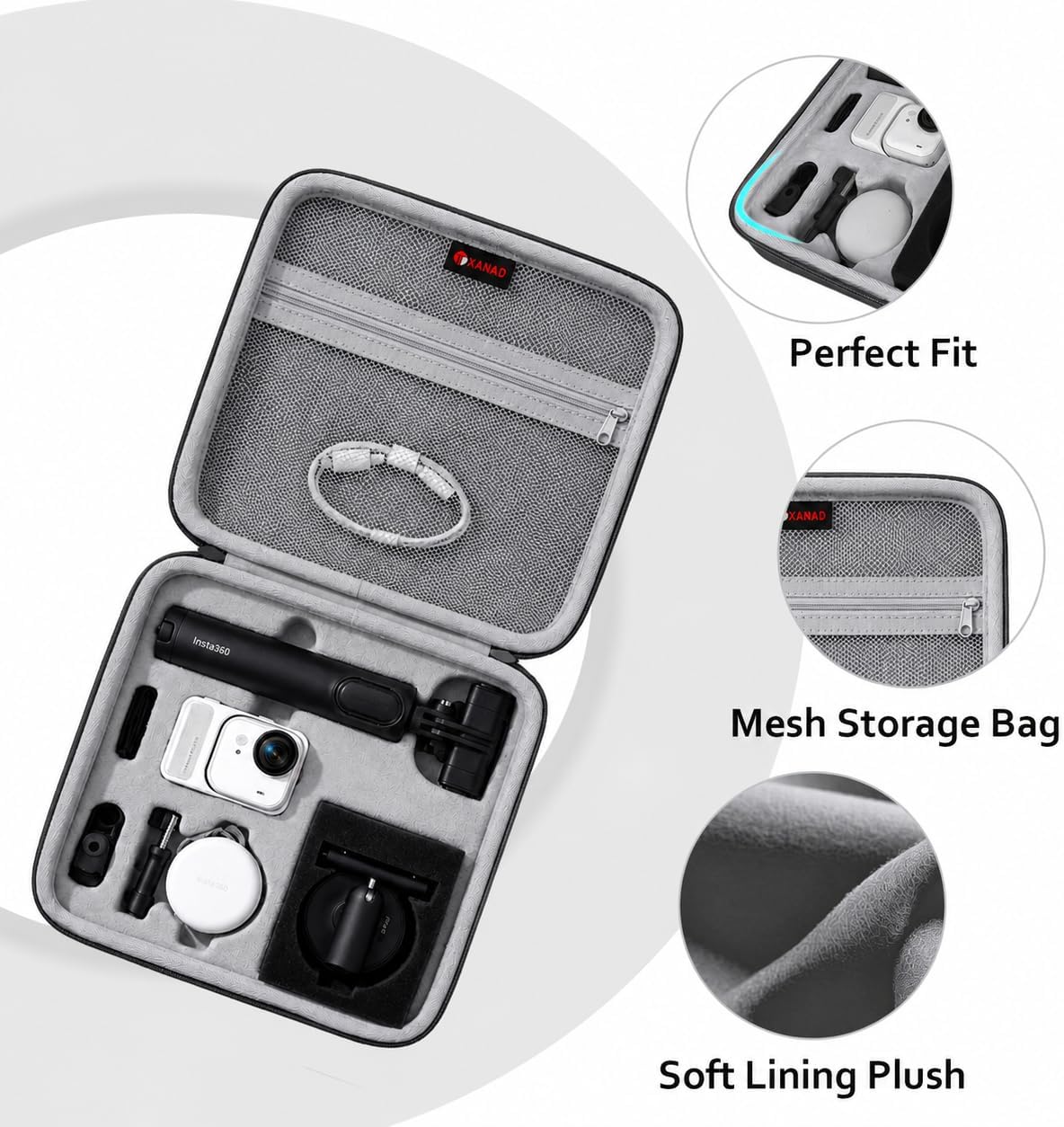 XANAD Hard Case for Insta360 GO Ultra/GO 3S/GO 3 Action 4K Vlog Camera,Grey image 3