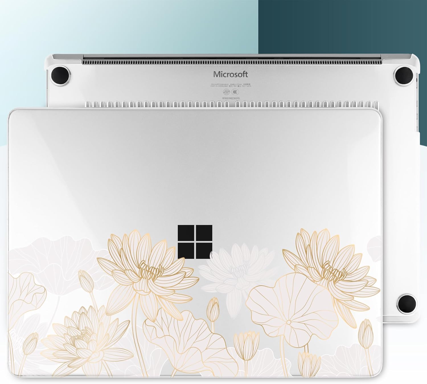Batianda Premium Case for 2024 Microsoft Surface Laptop 13.8" Touchscreen (7th Edition) Creative Pattern Durable Scratch-Resistant Easy Install, with Keyboard Cover & Screen Protector, Gold Lotus - Image 6