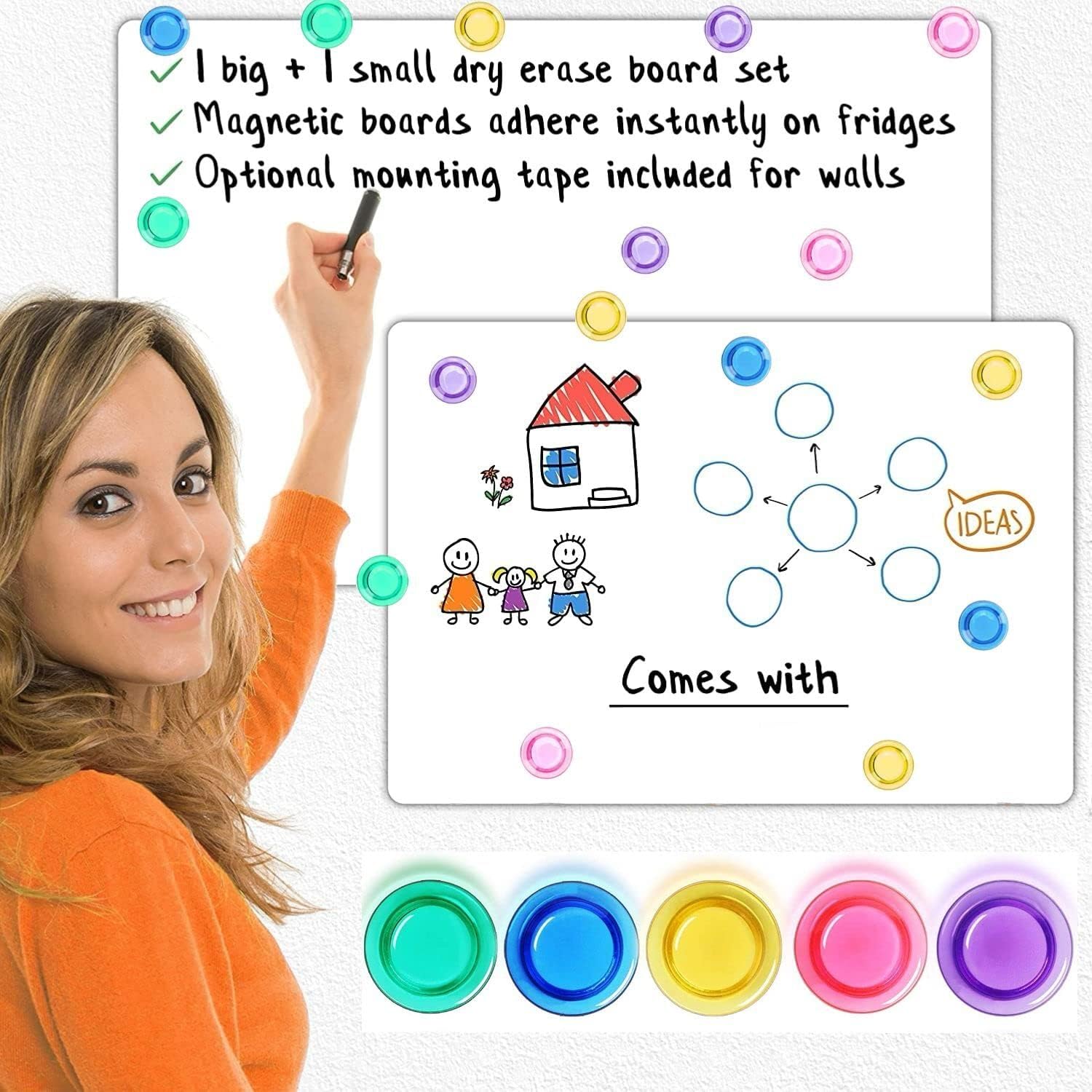 DONGDA 20 PCS Strong Refrigerator Colourful Whiteboard Organizer