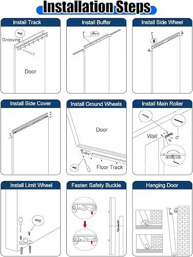 Rail Porte Coulissante Kit Quincaillerie Porte Coulissante Galandage Bois Mécanismes Fermeture Amortie, Kit Rail Invisible Anti-pincement Porte Coulissante, Rail Portes(1.2m (3.9ft)) - 5