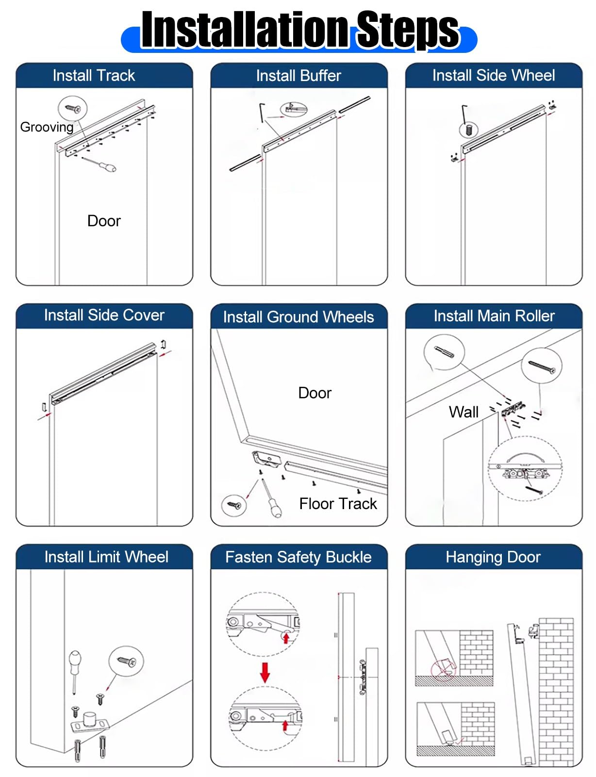 Rail Porte Coulissante Kit Quincaillerie Porte Coulissante Galandage Bois Mécanismes Fermeture Amortie, Kit Rail Invisible Anti-pincement Porte Coulissante, Rail Portes(1.2m (3.9ft))