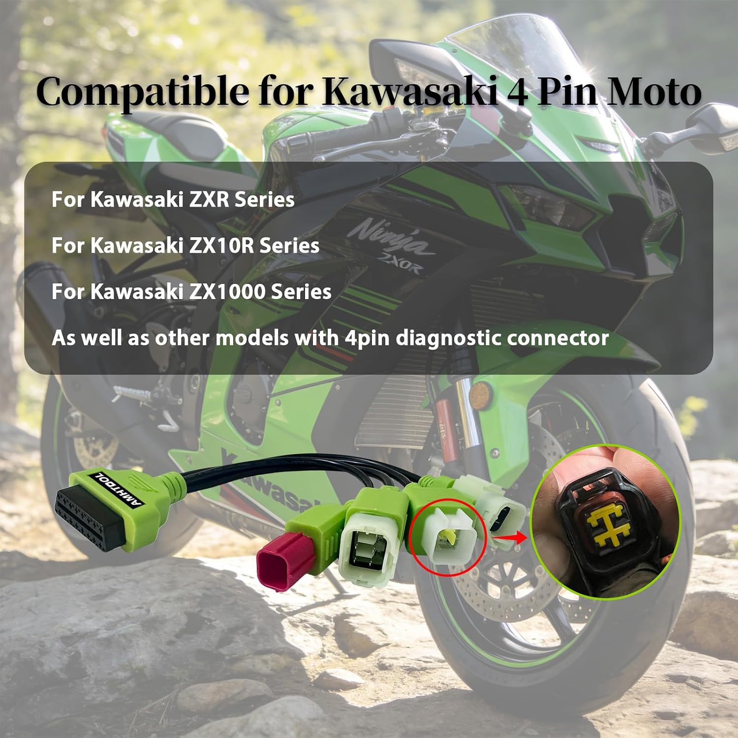 OBD2 Adapter for Kawasaki 4 Pin 6 Pin to 16Pin OBD Diagnostic Cable