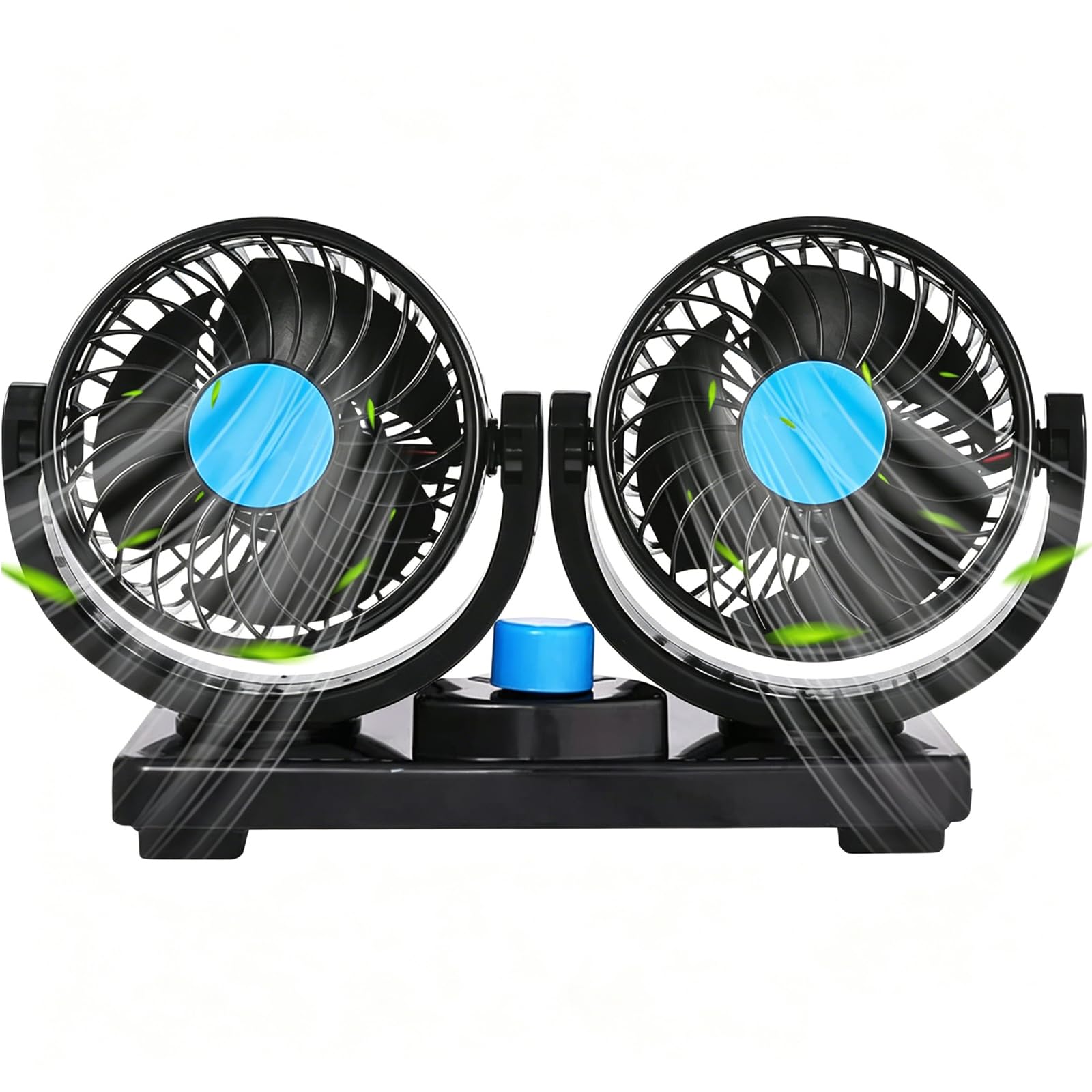 Ventiladores para Coche, Car Fans de Cabeza Doble 12V, 2 Velocidades, Rotación 360°, Ventilador Eléctrico 4" Silencioso para Camiones, Barcos, SUV, RV - Enfriamiento para el Verano