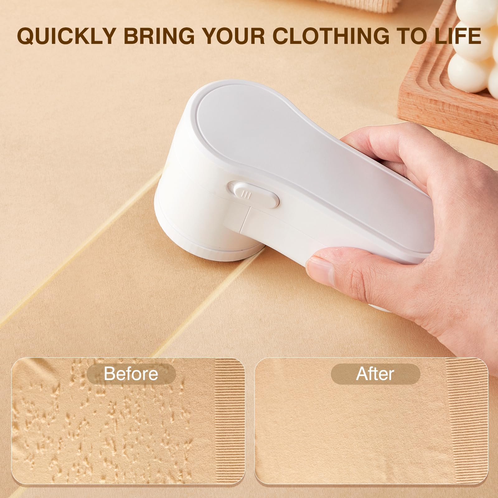 Afeitadora de tela, removedor de pelusas recargable, desfuzzer eléctrico portátil para suéter, pantalla LED digital para quitar bolitas para ropa, muebles, suéteres, (blanco con una cuchilla de