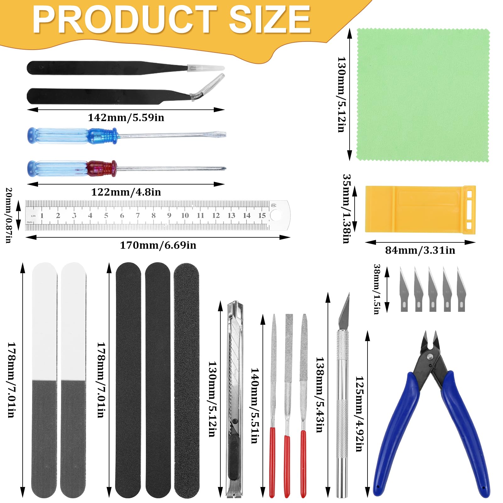 Outils de Modélisme 24 Pièces Kit Maquette Modelisme, Modèle Outils Kit, Kit Maquette Construction Modèle de Base Réparation et Fixation pour Bâtiments Voitures Avions Modélisme