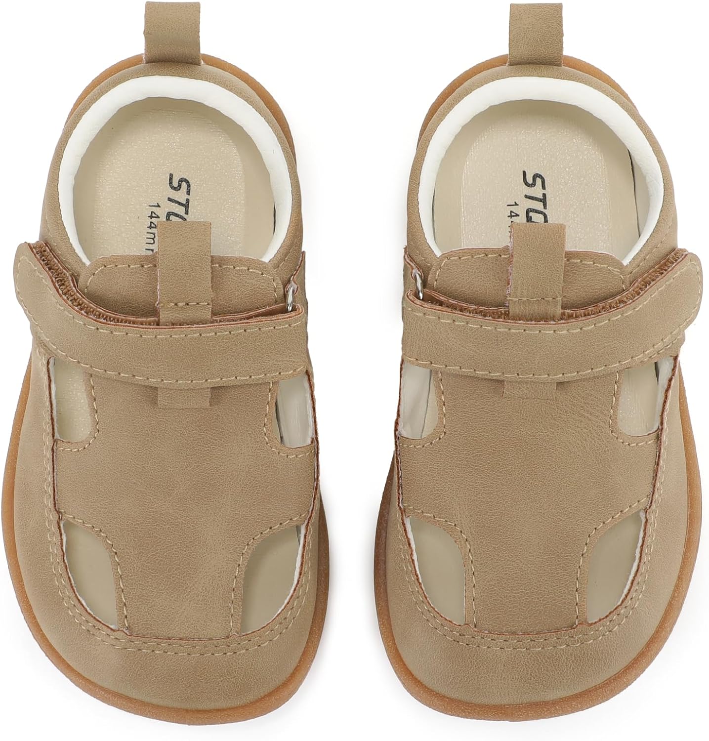STQ KIDS Toddler Wide Toe Box Boys Girls Sandals Baby Flats Zero Drop with Hook and Loops Non-Slip Summer School Uniform Shoes