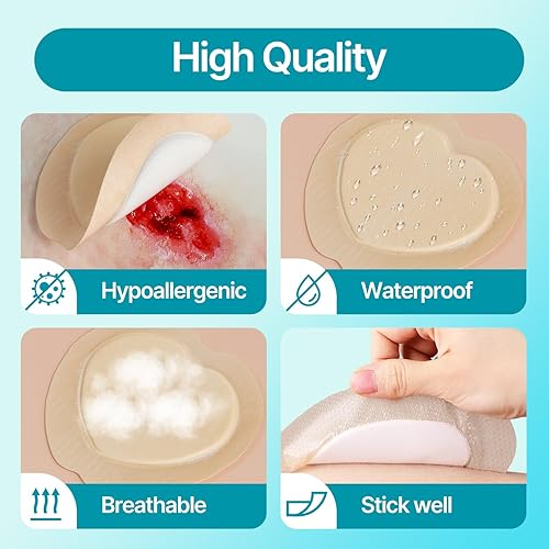 Miniatura 36 de Dimora Vendaje grande ultra suave para heridas, vendaje de espuma adhesiva de silicona con bordes, 7 x 7 pulgadas (almohadilla de 5 x 5 pulgadas)