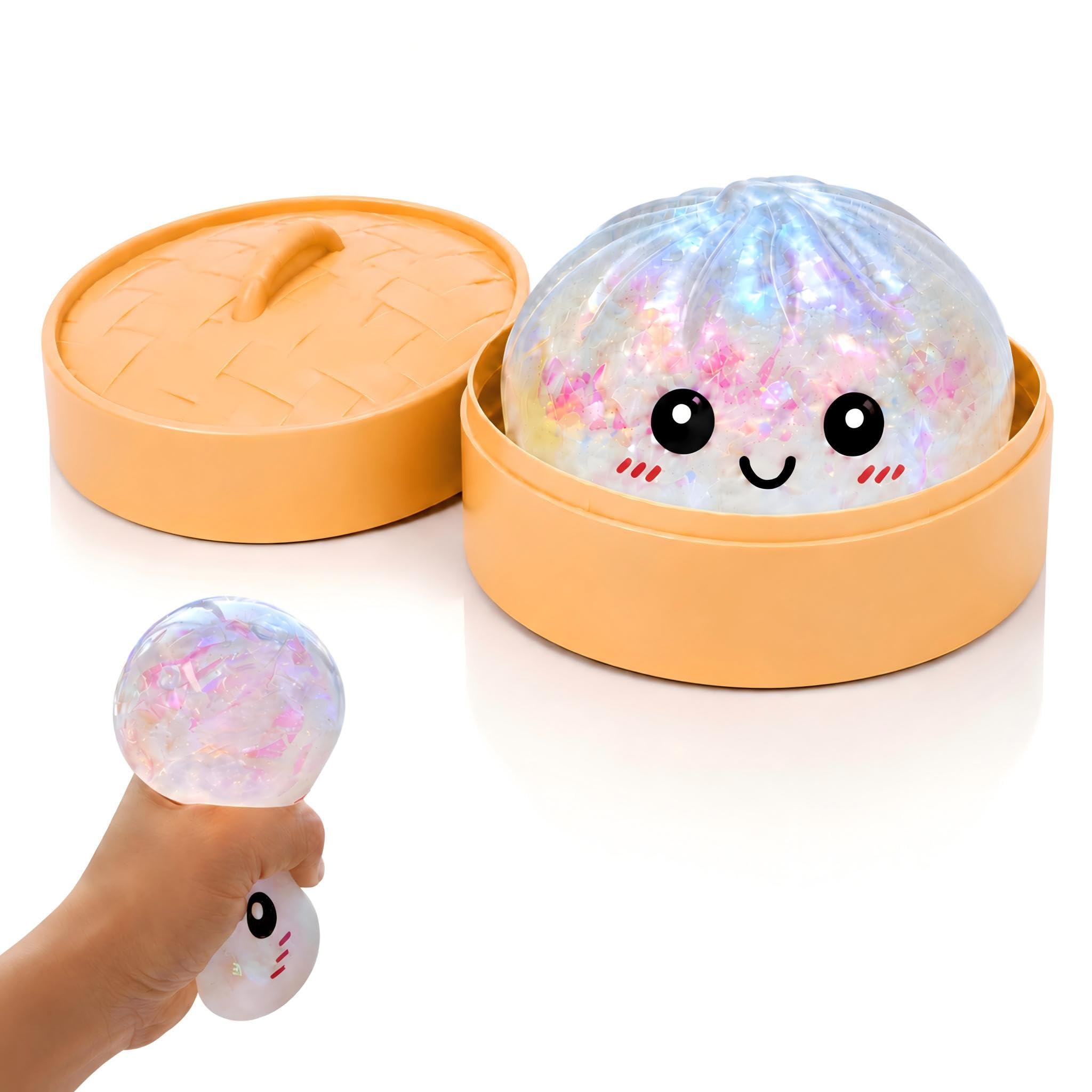 Boule De Stress Paillettes Dumpling – TPR 10x10x5 Cm – Extensible, Anti-stress – Pour Enfants Et Adultes