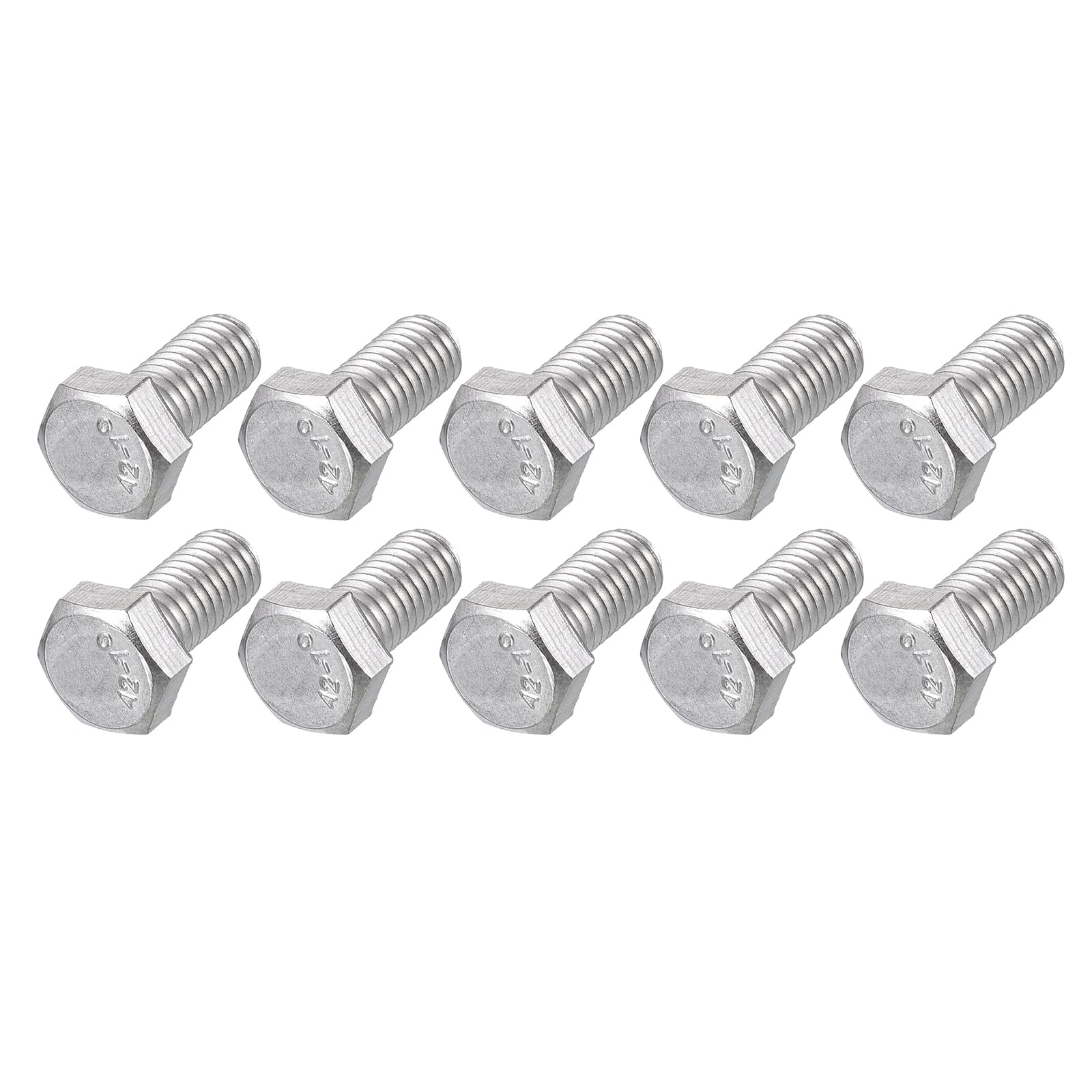 METALLIXITY Hex Bolts (M5-0.8x10mm) 50Pcs, 304 Stainless Steel Coarse Fully Threaded Hex Head Screw Bolt Machine Screws