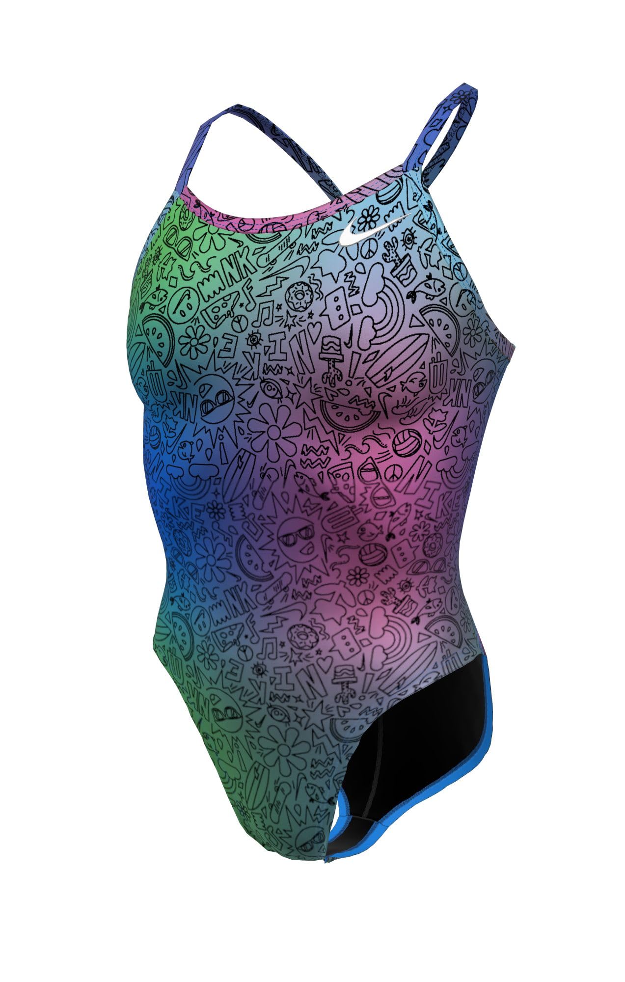 Nike Women's Hydrastrong Multi Print Racerback One Piece Swimsuit Cool Multi, Size 36