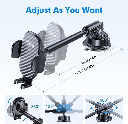 Miniatura 4 de isuke Soporte de teléfono para tu automóvil, 80 libras de succión más fuerte y ultra duradero Soporte de teléfono de aleación de aluminio para