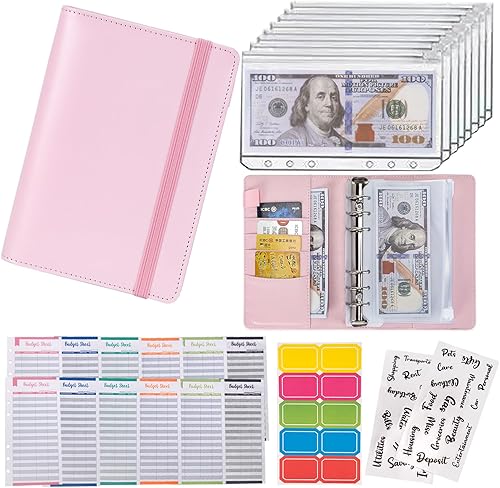 Miniatura 17 de Carpeta presupuestaria sobres de efectivo A6 carpeta de ahorro de dinero con sobres con cremallera (blanco)