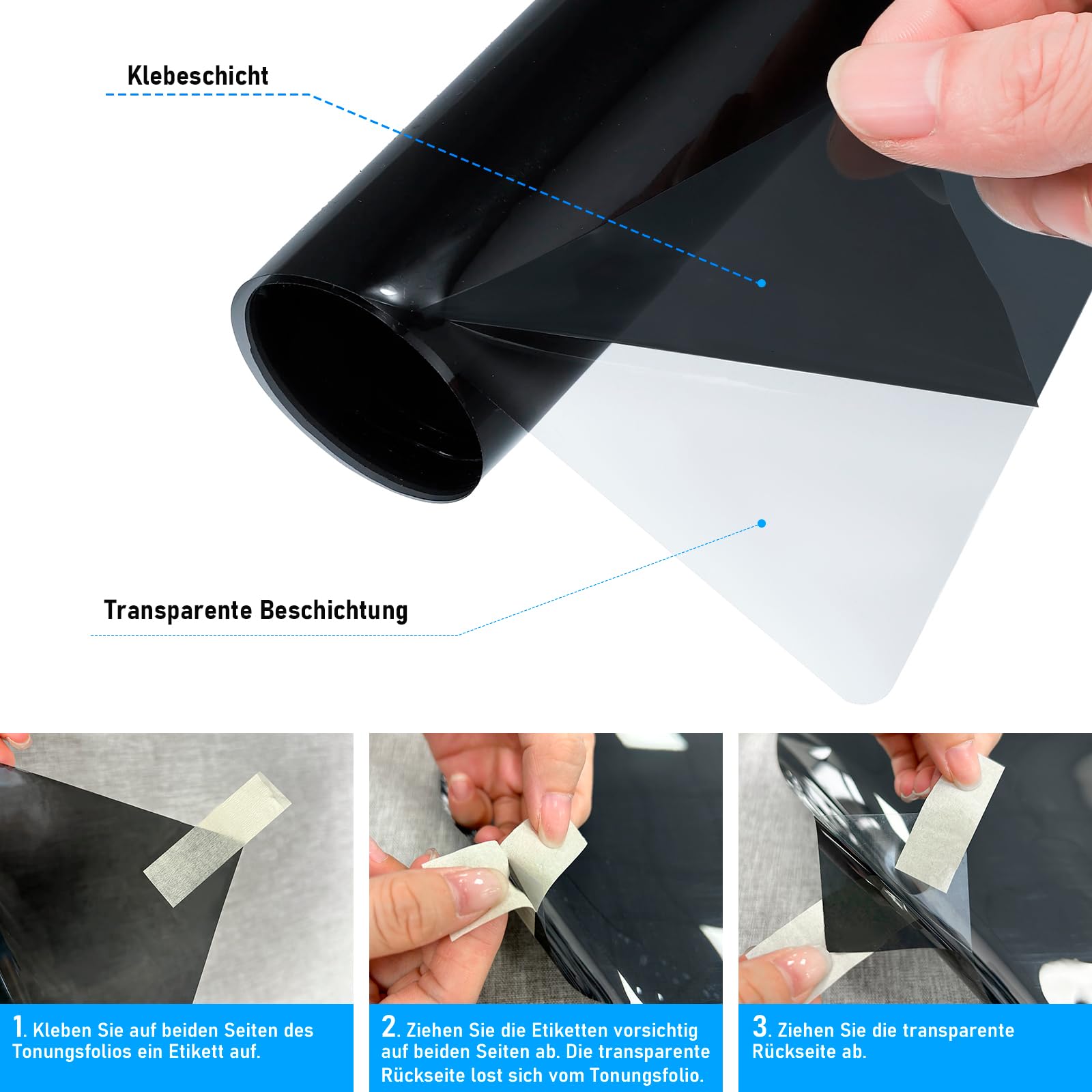 Film occultant pour Voiture, 75 cm x 3 m, 70% VLT, Autocollant - Protection UV et Infrarouge - Protection Contre la Chaleur et l'éblouissement - Film de confidentialité résistant aux Rayures