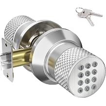 FITNATE Digital Door Lock with Keypad, Keyless Entry Knob Auto Lock, Sliver