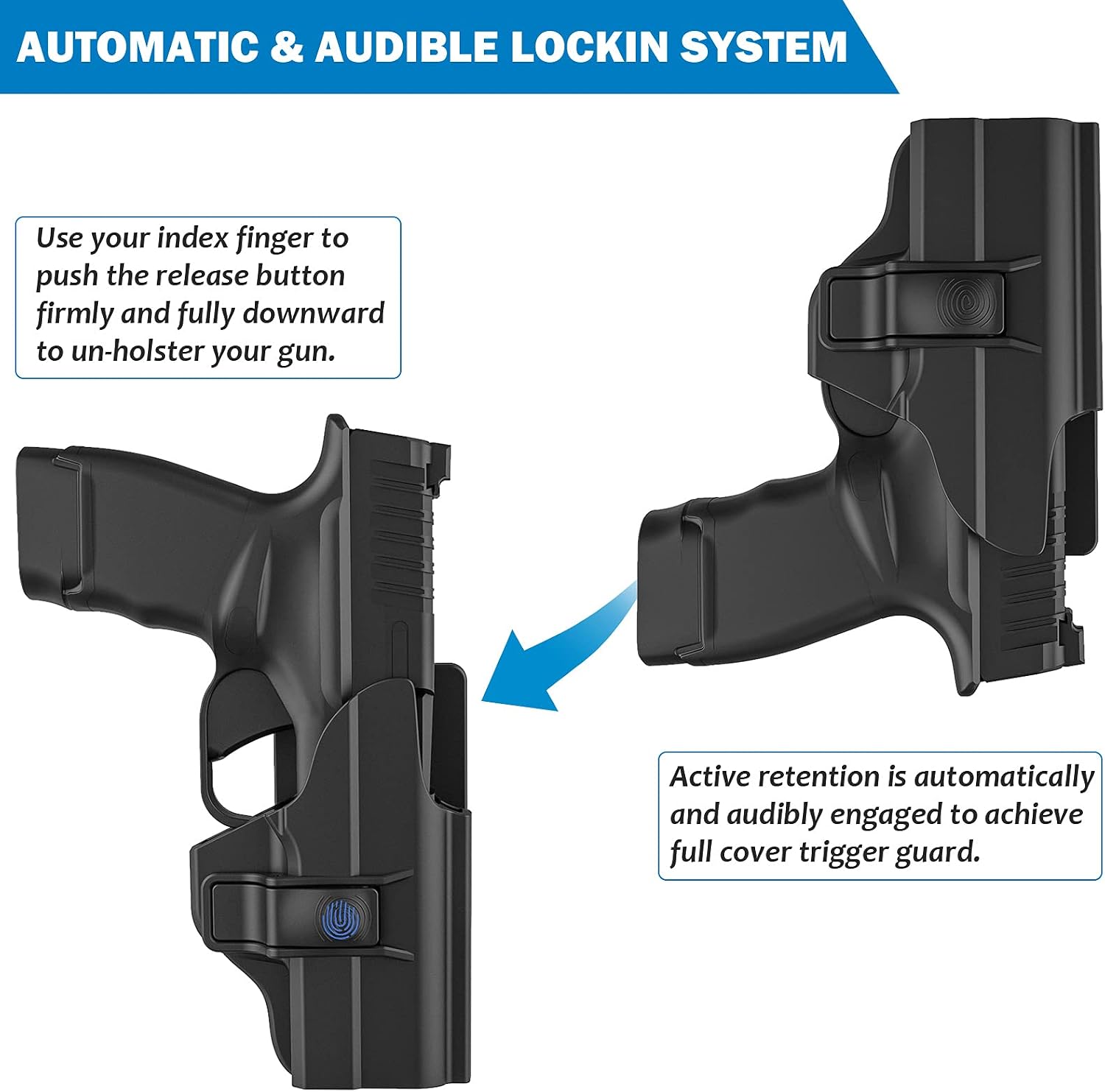 Hellcat Holster OWB, Right-Handed Holster for Springfield Micro Hellcat OSP / RDP Gun, 60° Adjustable Level Ⅱ Retention Paddle Belt Holsters for Springfield Armory Hellcat 3'' 9mm Pistol with Optics