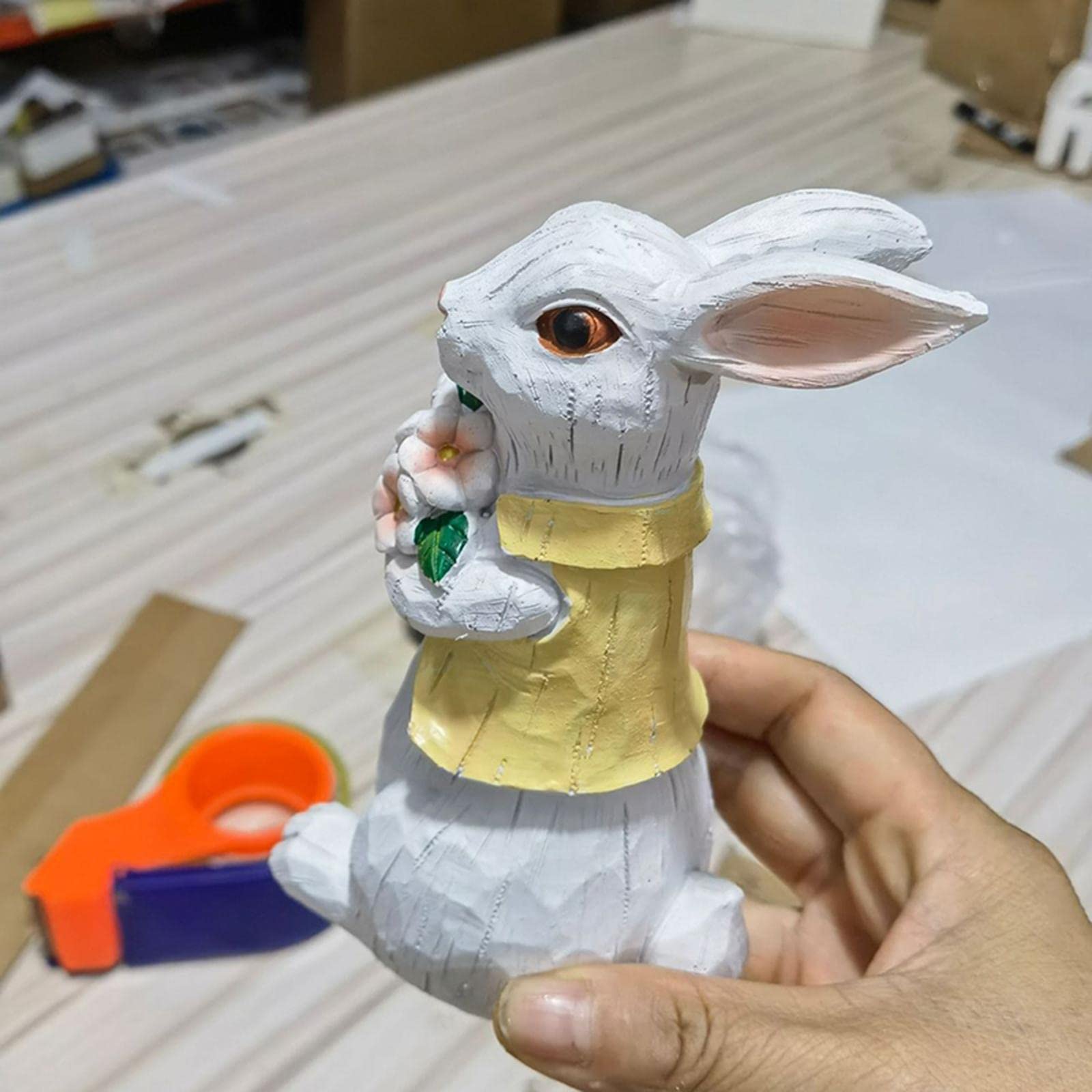 Decorazione Decorazioni Coniglietto in Resina da 5,5 Pollici Figurine di Pasqua Primaverili Ornamento da Tavolo for la Statua di Regali di Pasqua di Coniglio Carino