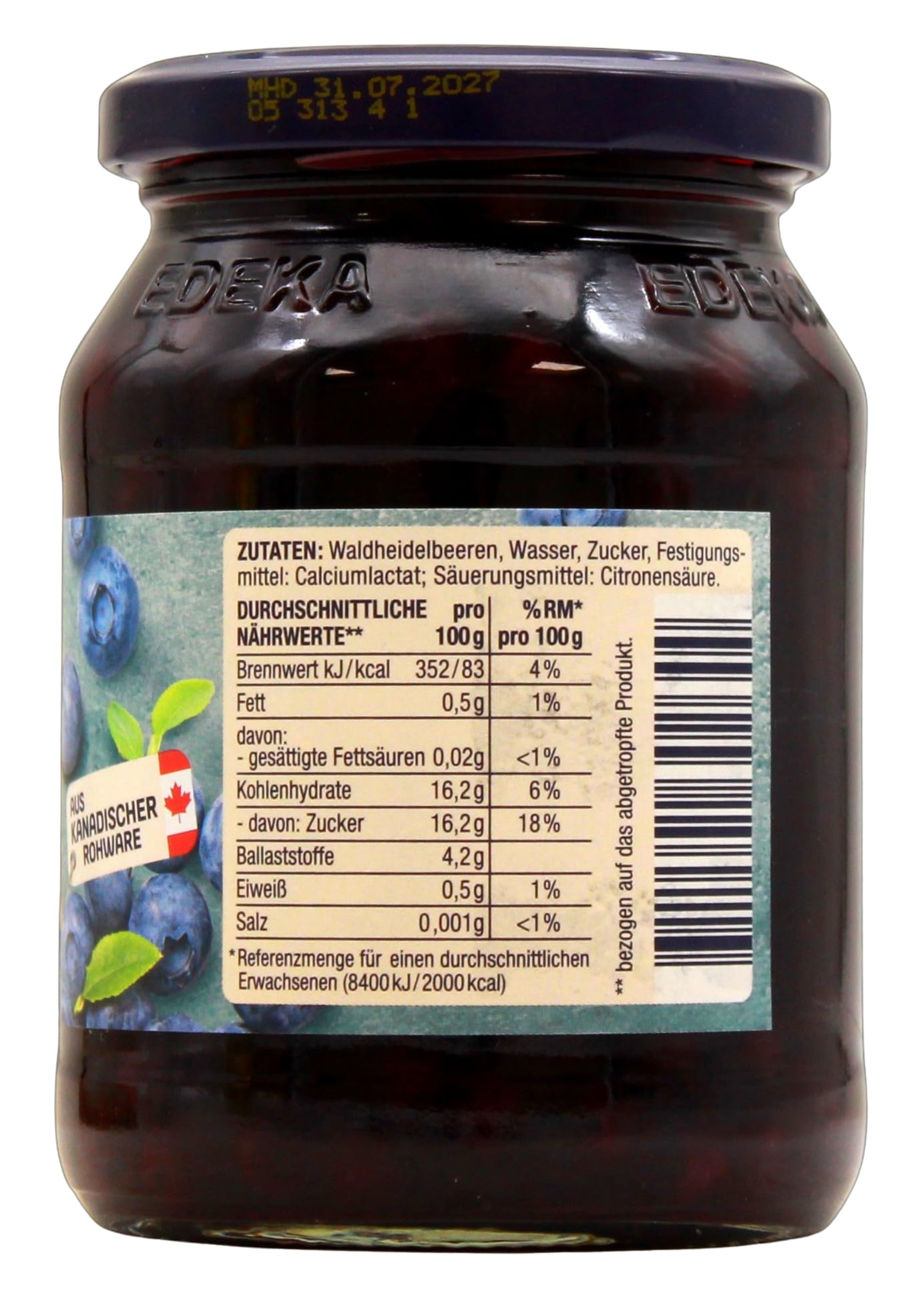 Herzstücke Waldheidelbeeren gezuckert, 12er Pack (12 x 125g)