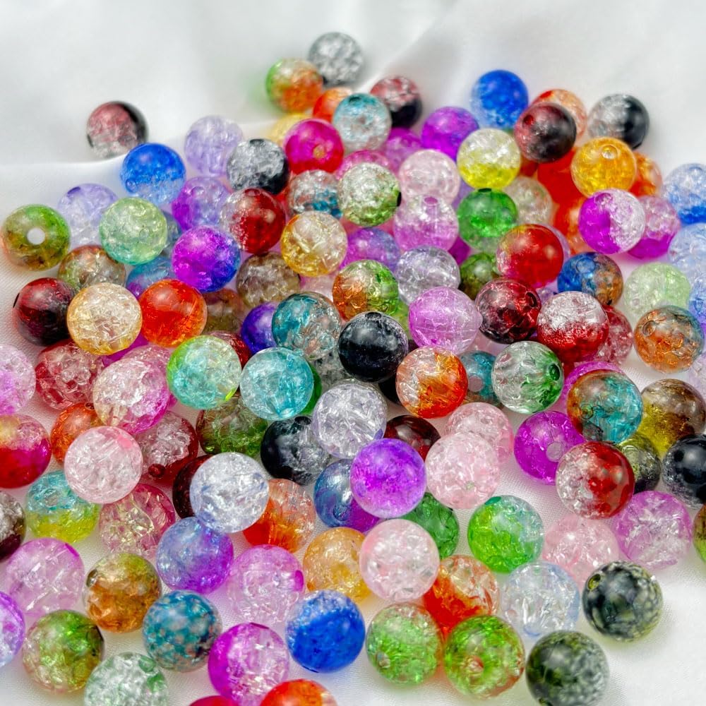 Jmassyang 200 Pieces 10mm Acrylic Crackle Beads Crystal Round Plastic Spacer Bead for DIY Decoration Necklaces Bracelets Earrings Jewelry Making(Light Blue) - Image 6