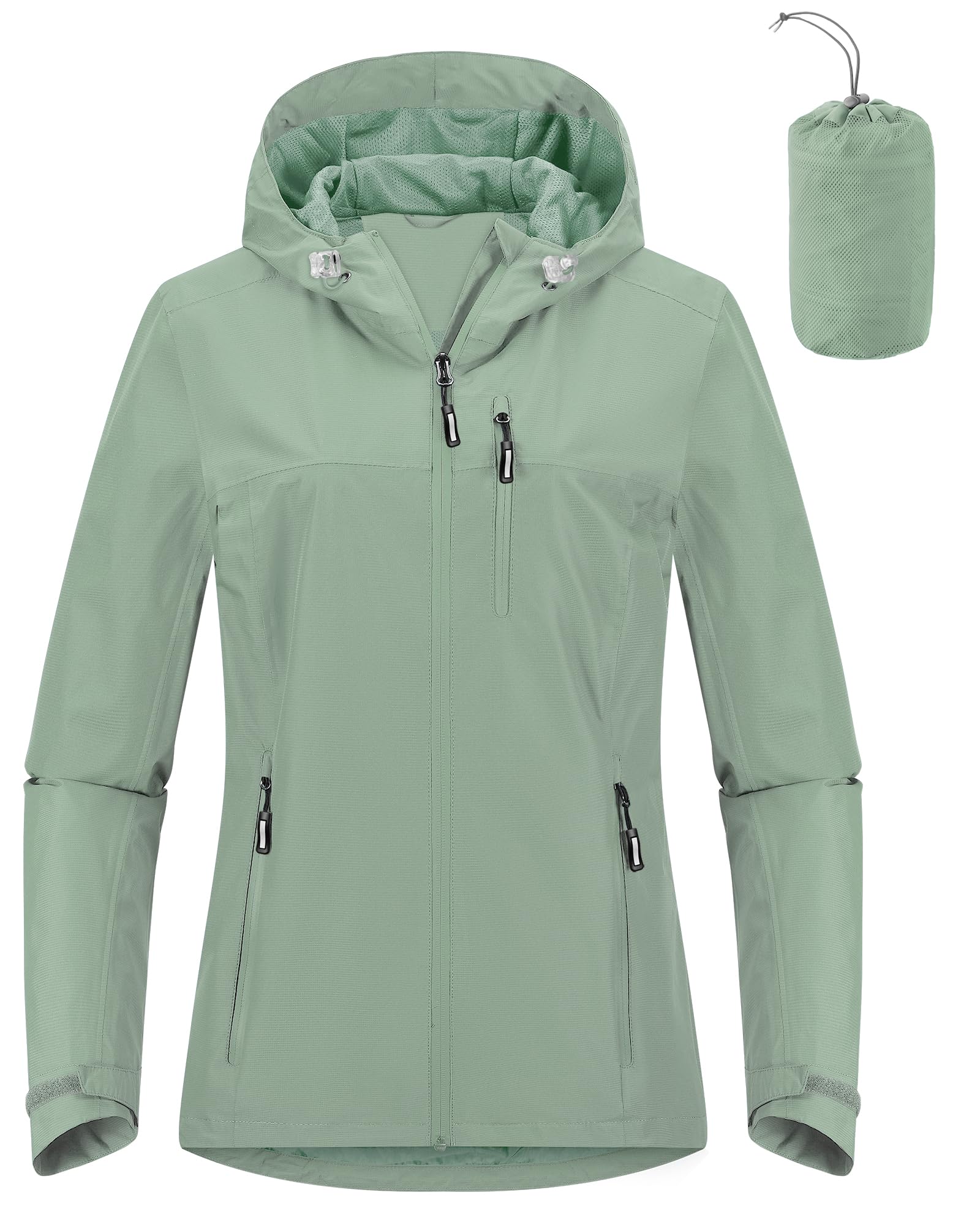 Outdoor Ventures Packable Rain Jacket Women Lightweight Waterproof Raincoat with Hood Cycling Bike Jacket