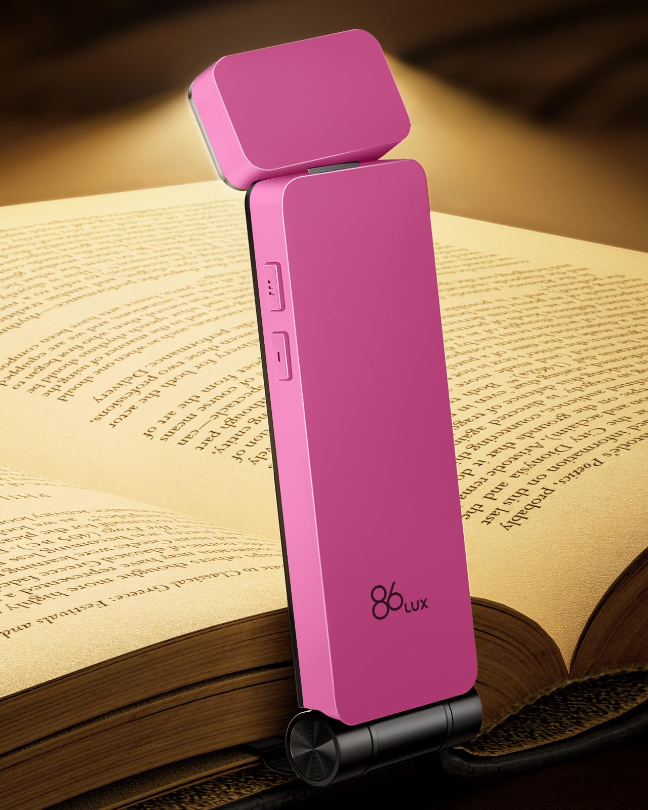 86lux Leselampe Buch Klemme，Wiederaufladbare Buchlampe zum Lesen im Bett，Ultraleichte LED Klemmlampe mit 3 Bernsteinfarben und Stufenlosem Dimmen für Nachtlesen für Buchliebhaber