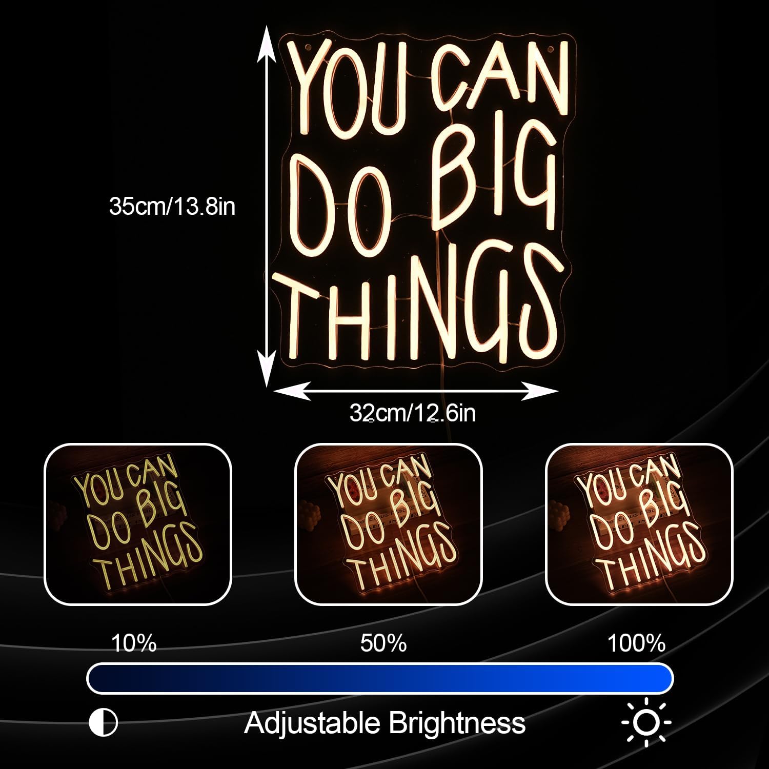 You Can Do Big Things Neon Sign Dimmable Warm White Neon Light for Wall Decor Powered by USB Positive Words Led Light Up Sign for School Classroom Bedroom Competition Occasion