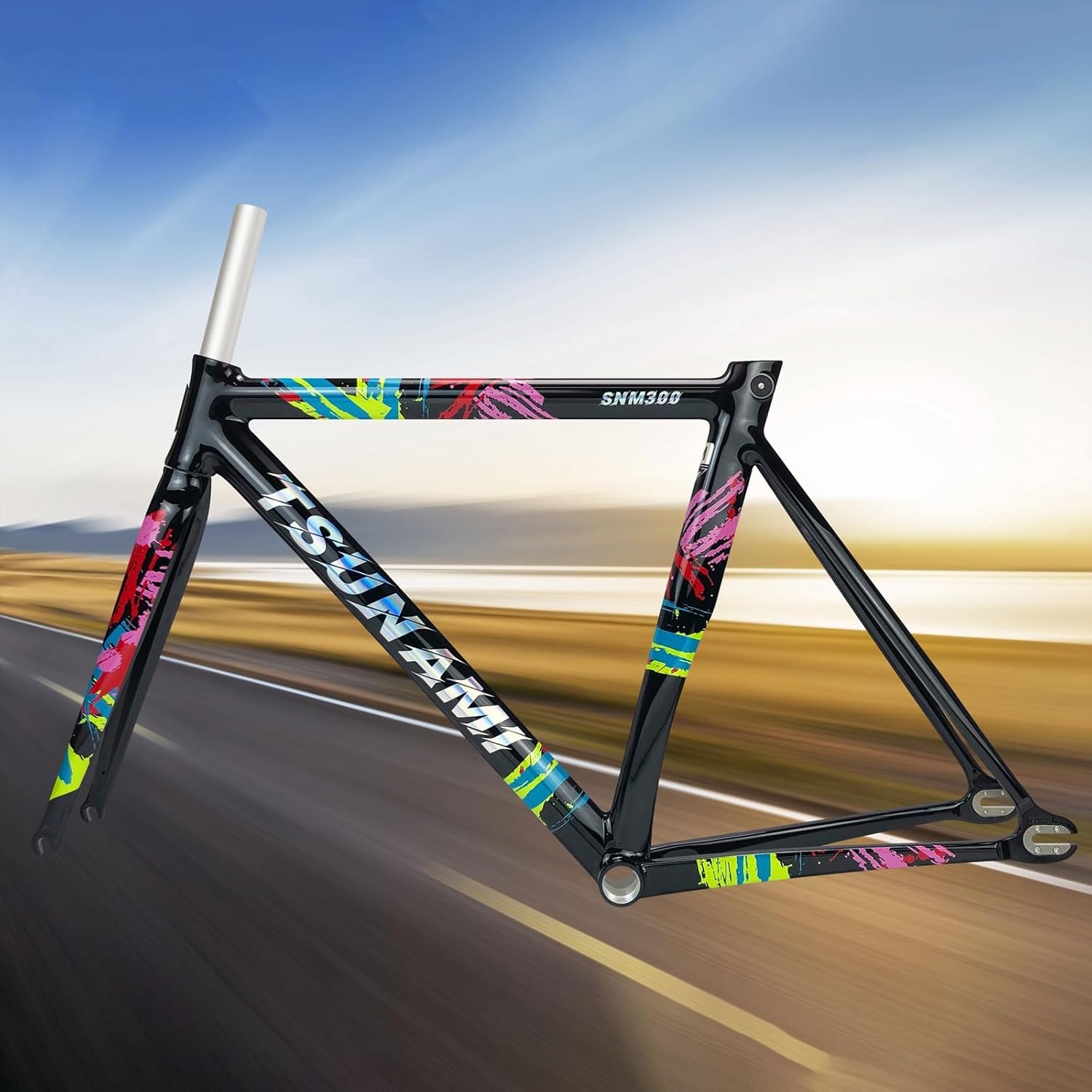 TUJISEK 700C Fixed Gear Bike Frameset 50CM 52CM 54CM Aluminum Alloy Racing Track Bike Frame Bicycle Frame Quick Release C Brake Frame F100mm R120mm BSA BB68mm(Black,M-52CM)