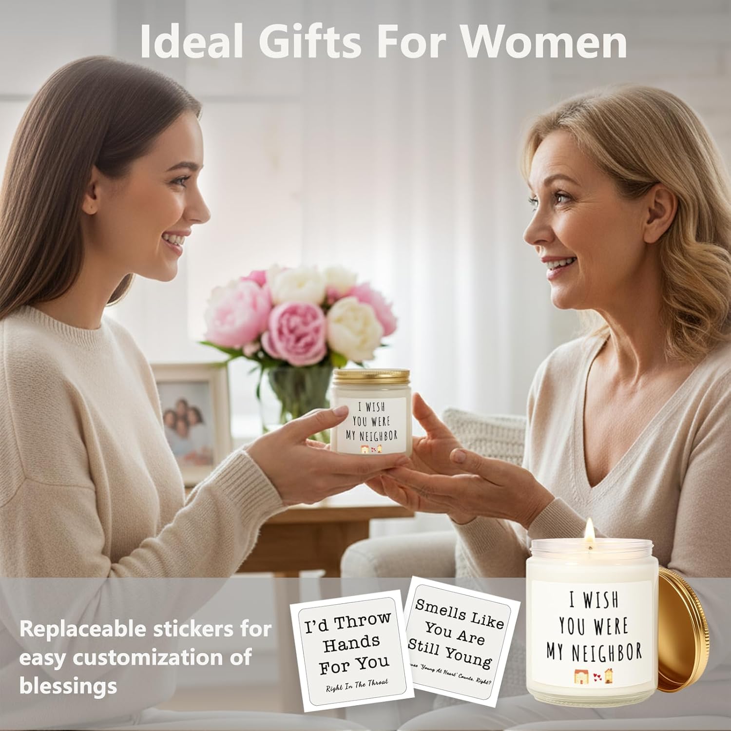 Candles Gifts for Women, Birthday Gifts for Women, Unique Friendship House Warming Gift for Womens, Best Friend, Sister, Bestie, Ideal Valentine's Day Gift, Scented Candle with Replaceable Stickers - Image 5