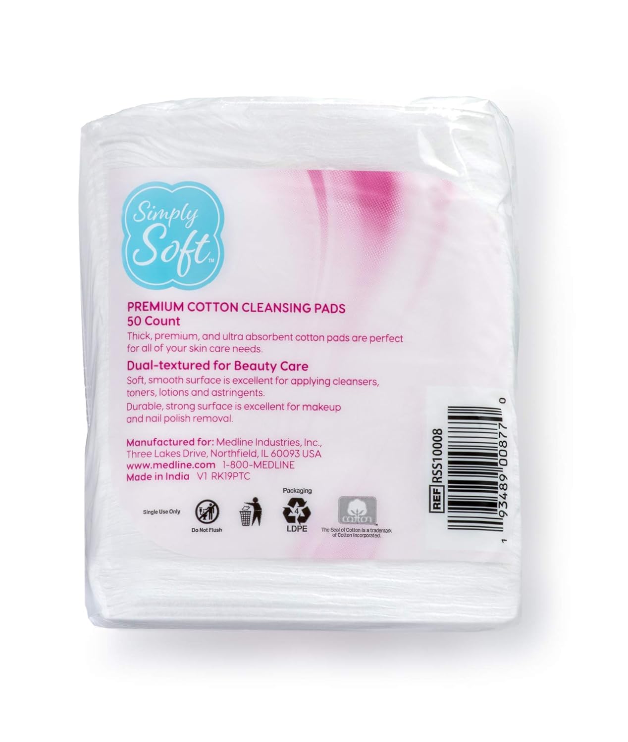 Simply Soft Premium Jumbo Cotton Cleansing Pads, 100% Pure Cotton, Large 3.5” x 4.5” Cotton Pads (200 Count) : Beauty & Personal Care