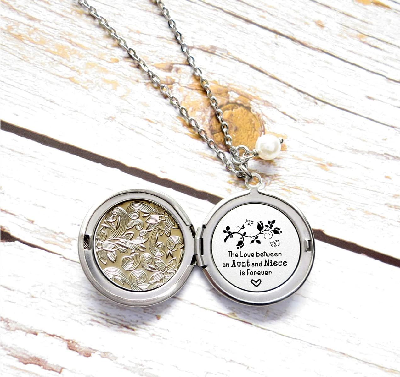 Aunt and Niece Gift The Love Between an Aunt and Niece is Forever Hidden Message Long Locket Necklace - Image 3