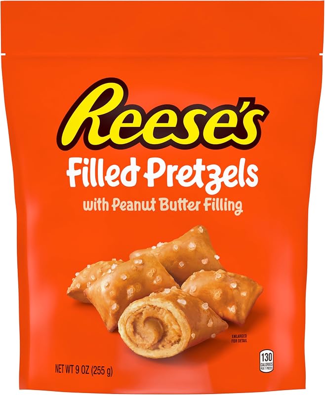 Reese's Filled Pretzels, Peanut Butter Pretzel Nuggets, Crunchy, Ready to Eat, Sweet and Salty Snack, 9oz Resealable Bag