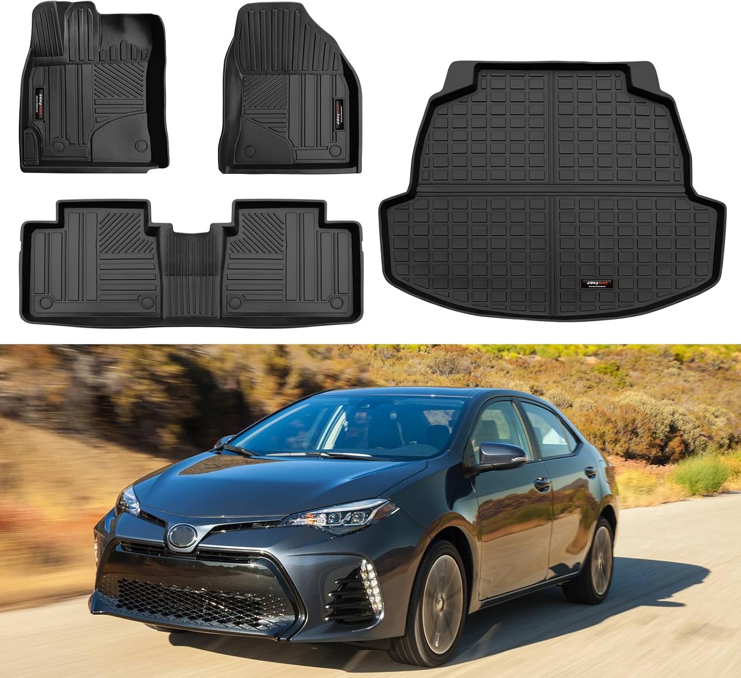 for 2014-2019 Toyota Corolla Sedan Floor Mats and Cargo Trunk Liner TPE Rubber All Weather Corolla Accessories(not fit Hatchback) (for 2014-2019 Toyota Corolla)